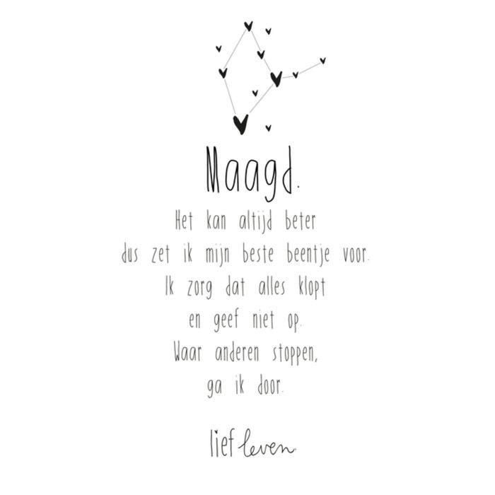 Lief Leven | Sterrenbeeld kaart | Maagd