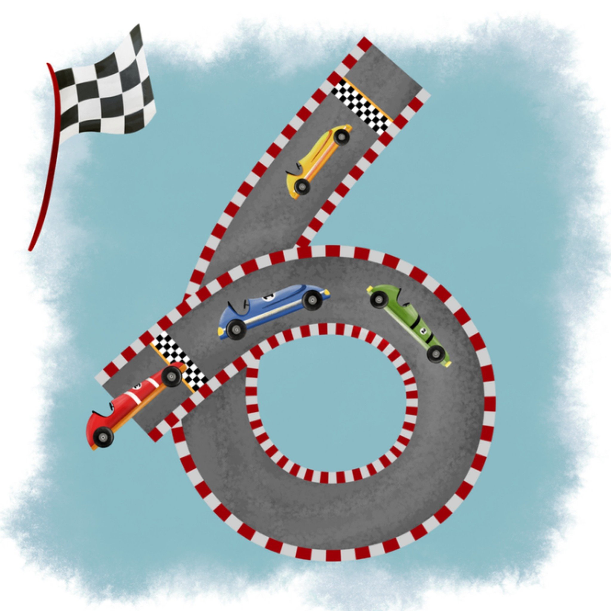 Greetz Verjaardagskaart racebaan 6 jaar Vierkant