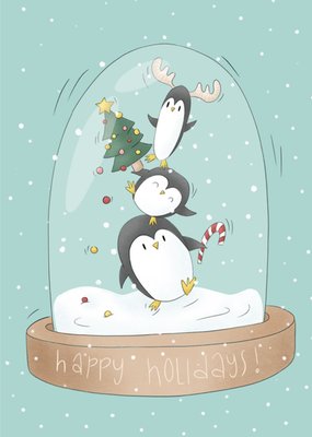 Studio Fred Illustraties | Kerstkaart | Pinguins | Happy Holidays!