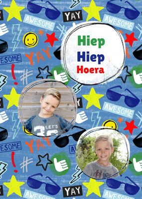 Doodle Patroon Foto Upload Verjaardag Kaart