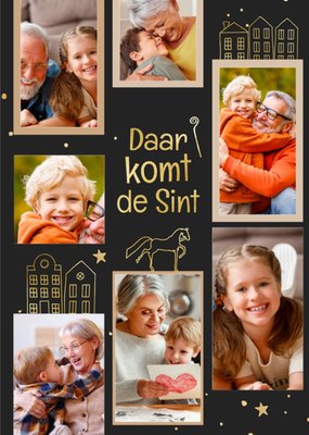Daar Komt De Sint Gouden Huisjes Collage Kaart