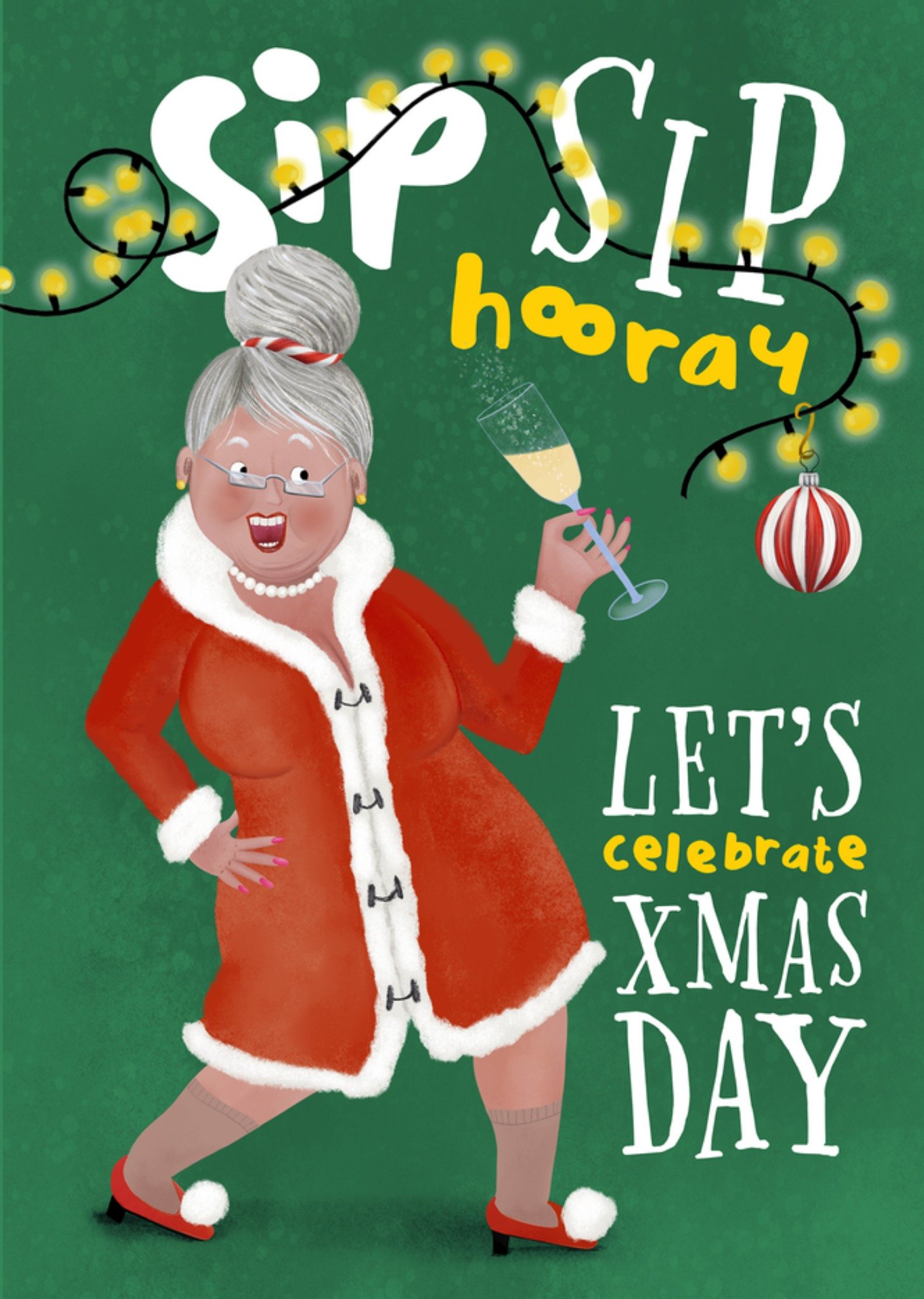 Fishuals Patricia Hooning Kerstkaart Sip Sip Hooray Standard Card