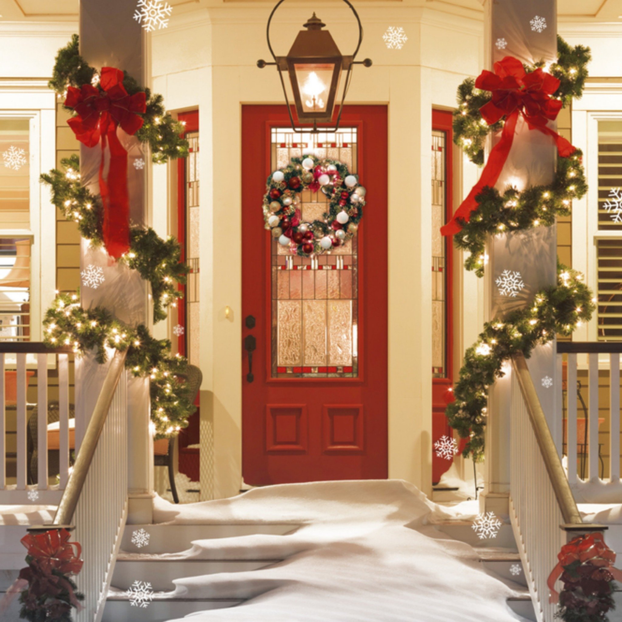 TMS Kerstkaart huis entree Vierkant