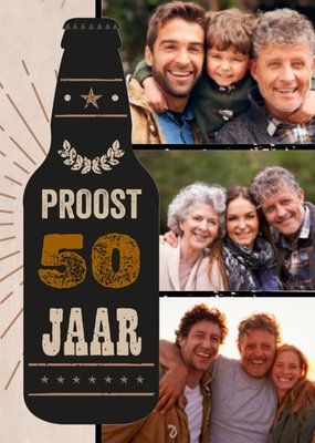 Proost Bierfles Collage Foto Upload 50e Verjaardag Kaart