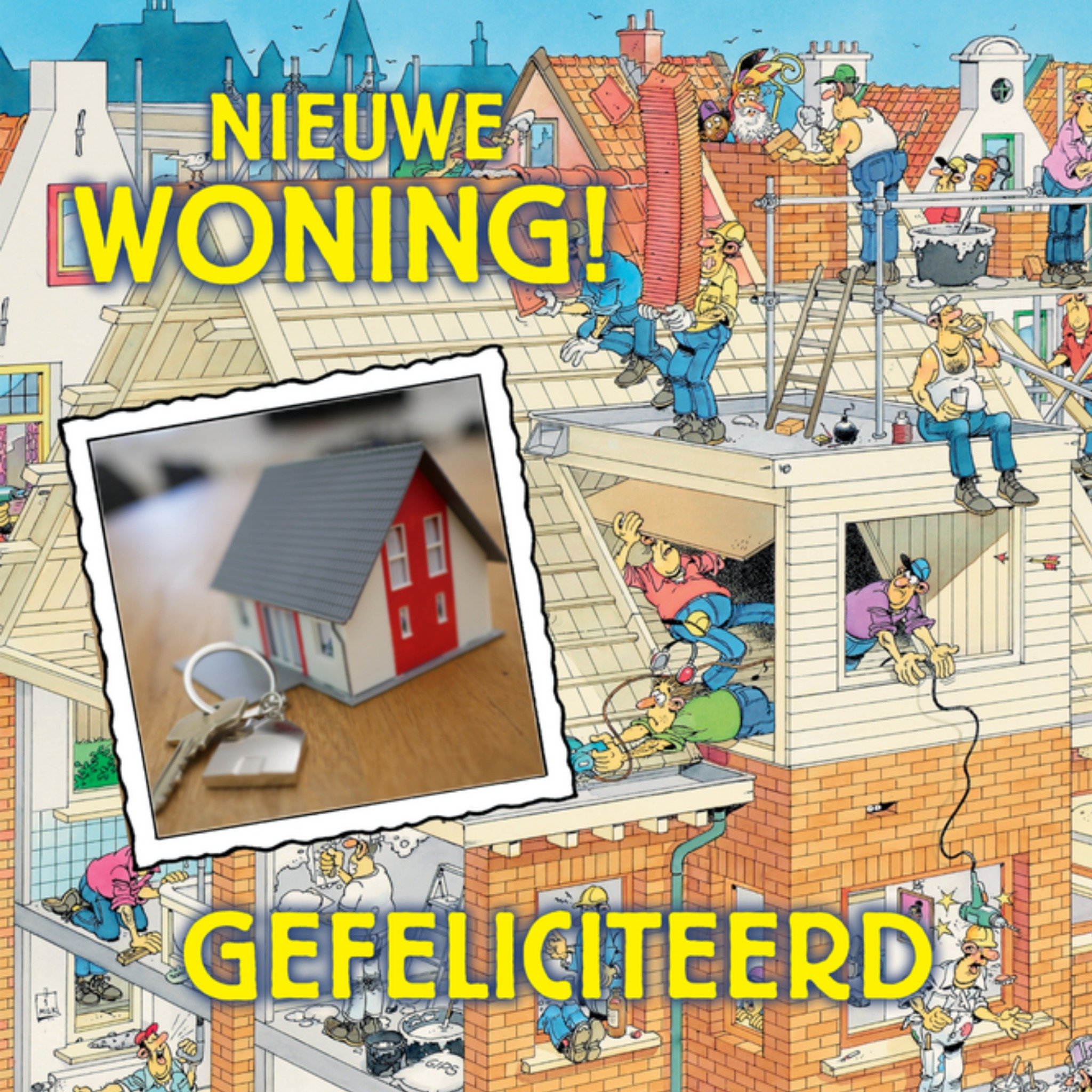Nieuwe woning Humor Vierkante Kaart Jan van Haasteren
