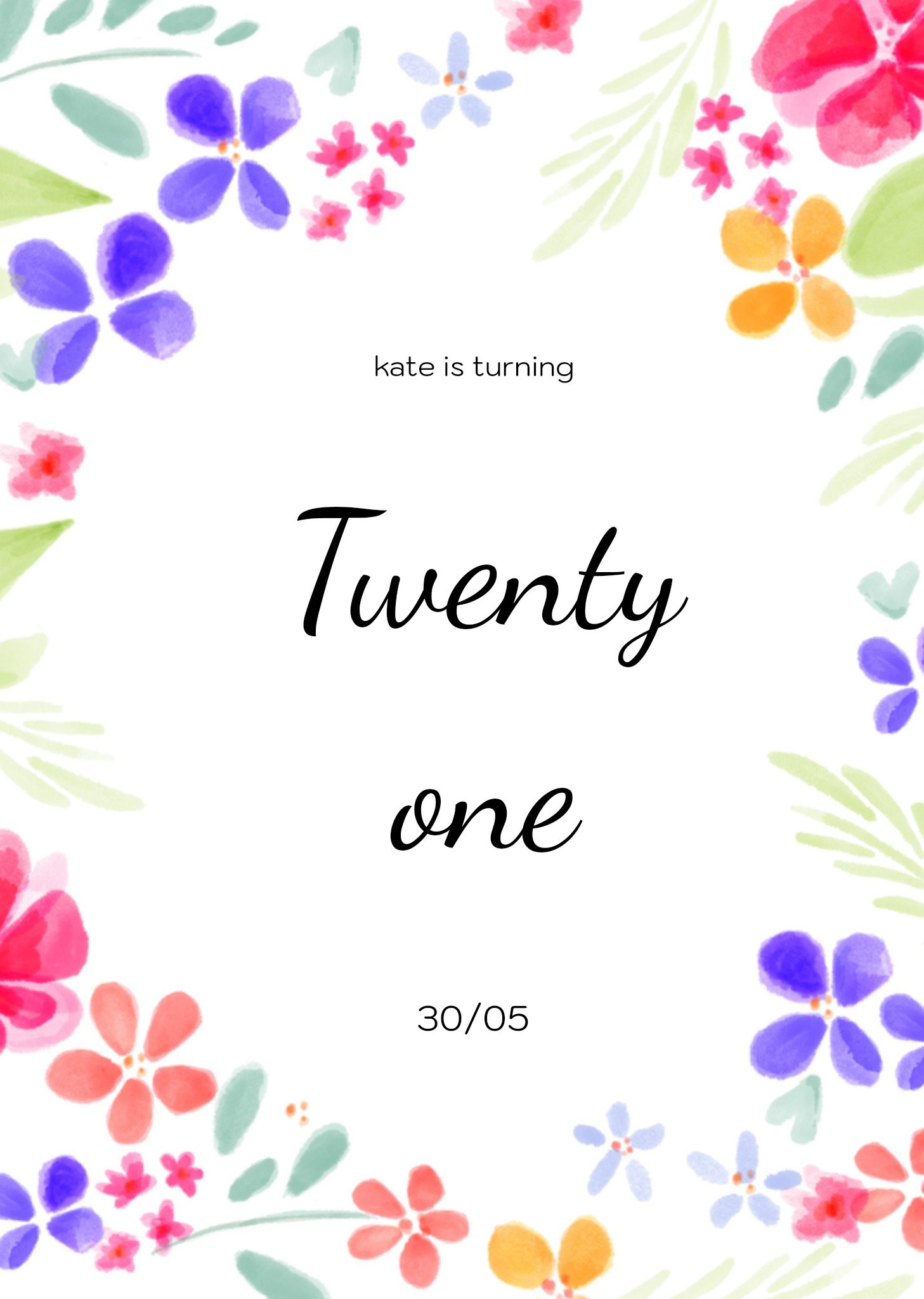 Verjaardagsfeest uitnodiging Bloemetjes Kaart Greetz