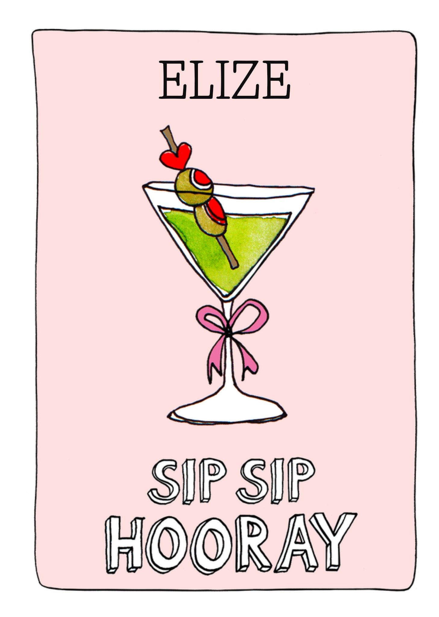 Verjaardagskaart Sip Sip Hooray Aanpasbare Tekst Kaart Sandysign