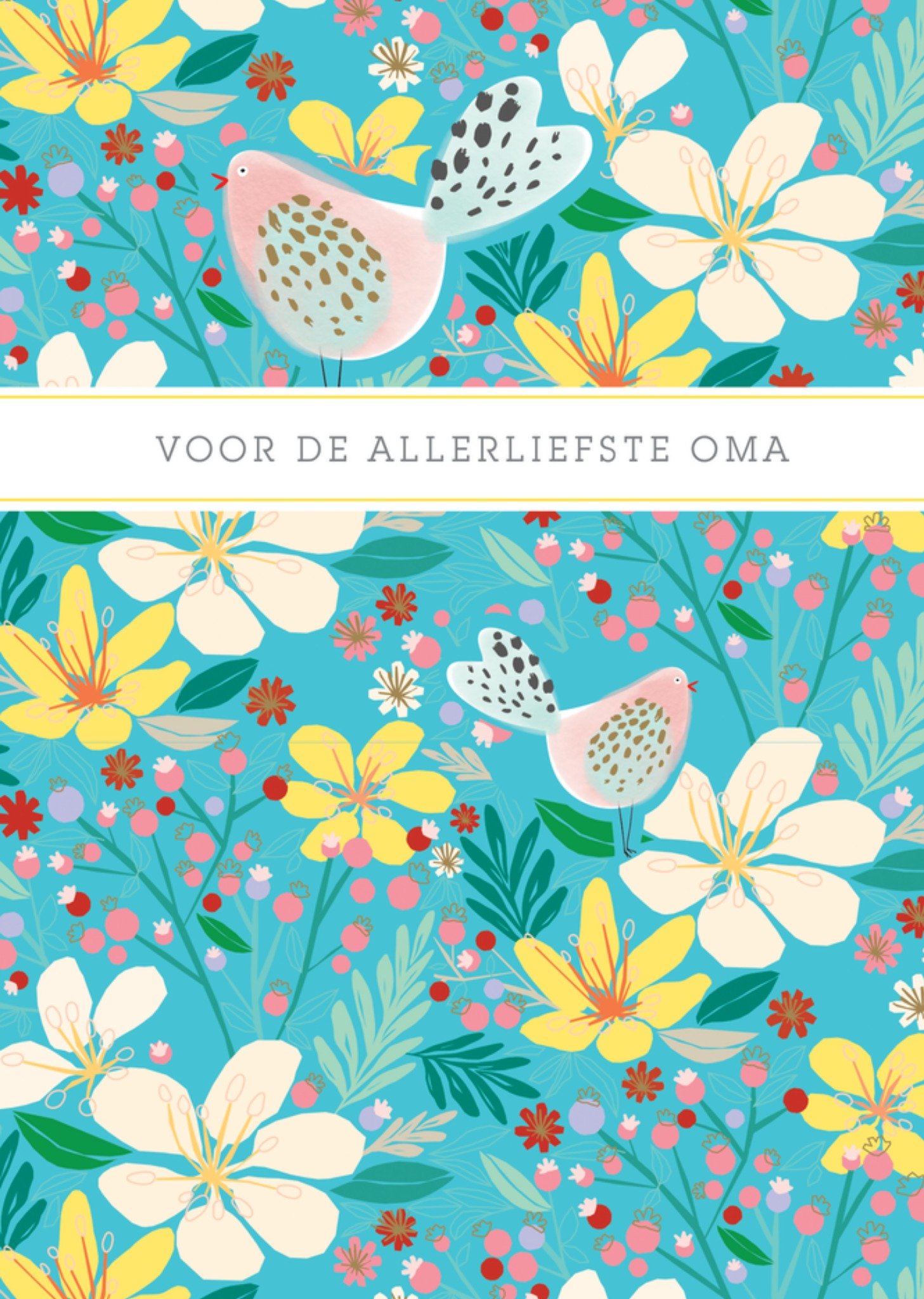 Moederdagkaart Voor De Allerliefste Oma Bloemen En Vogels Illustratie TMS