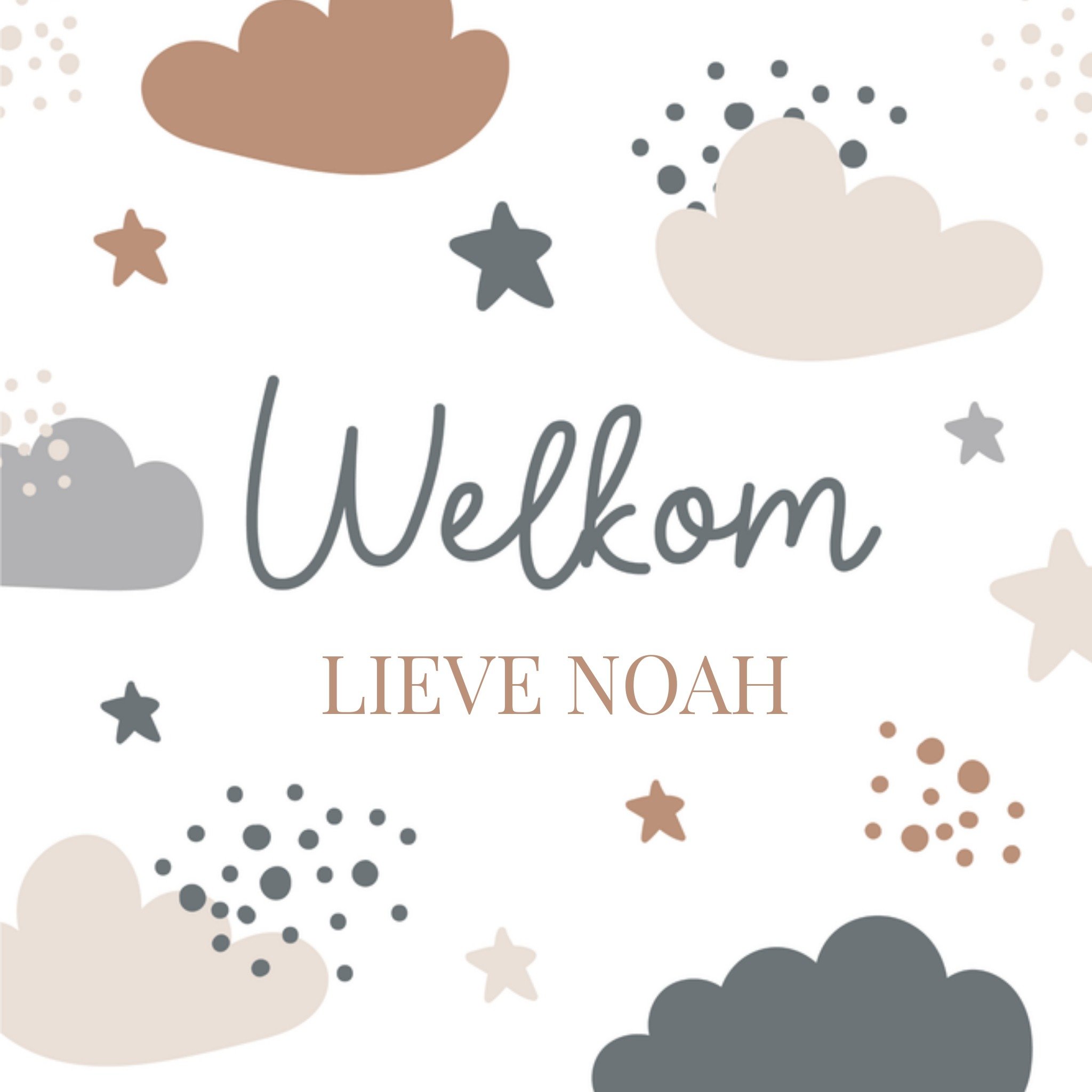 Papercute Geboortekaart Wolken Vierkant