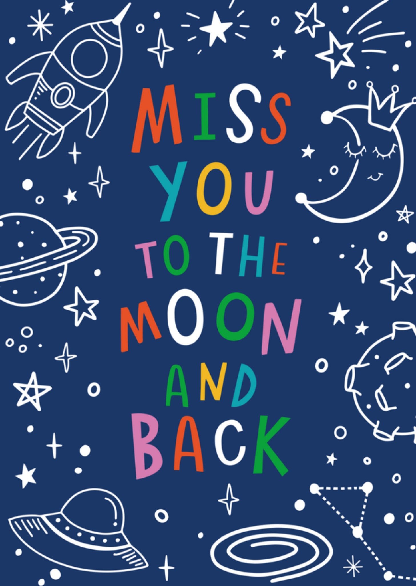 Denken aan kaart maan sterren Kaart Dotty Black