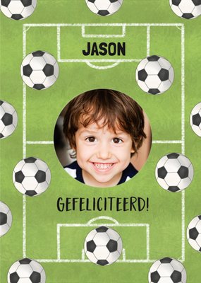 Voetbalveld Foto Upload Gefeliciteerd Kaart