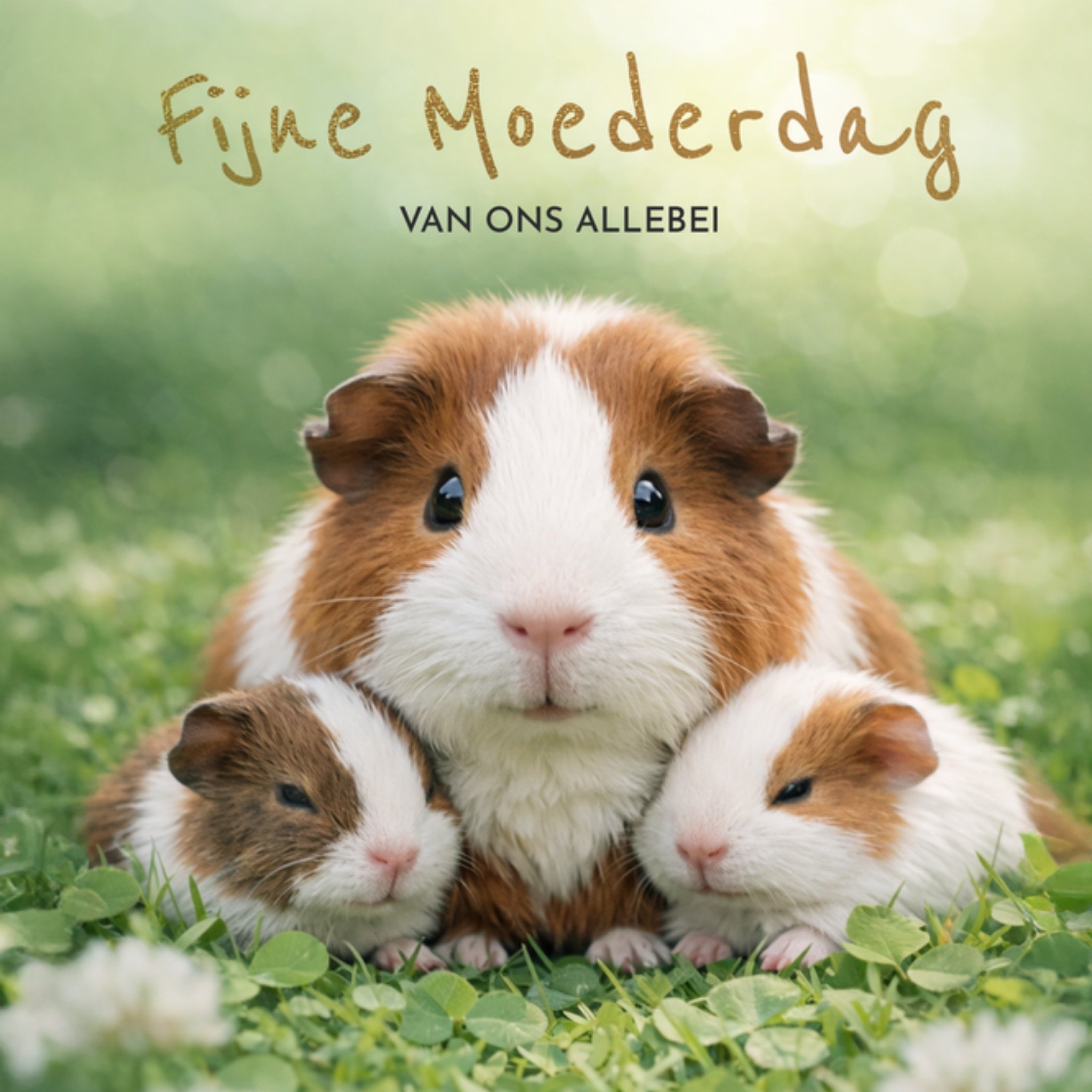 Moederdagkaart Schattige Cavia Familie Greetz