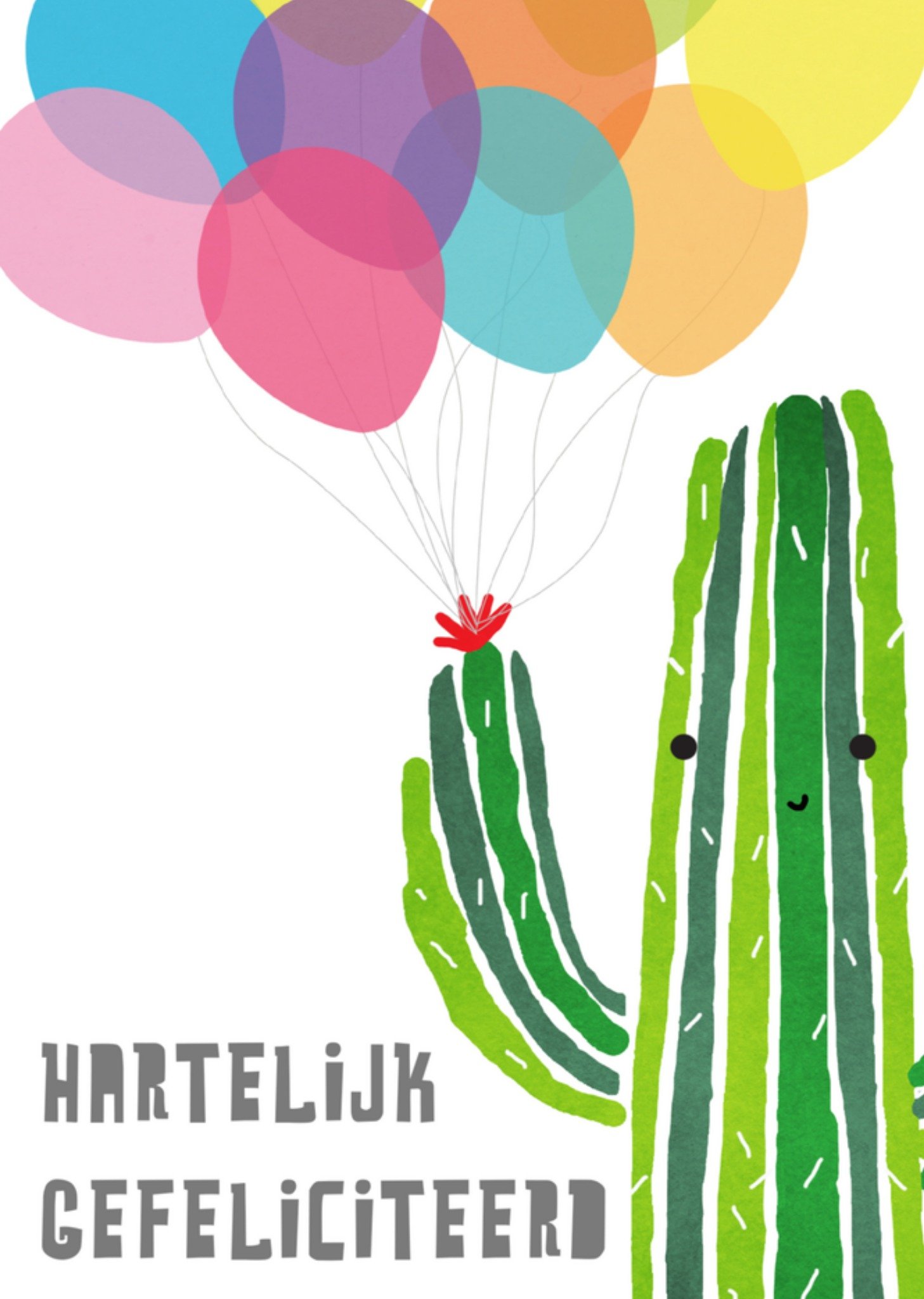 Verjaardagskaart cactus ballon Kaart Greetz