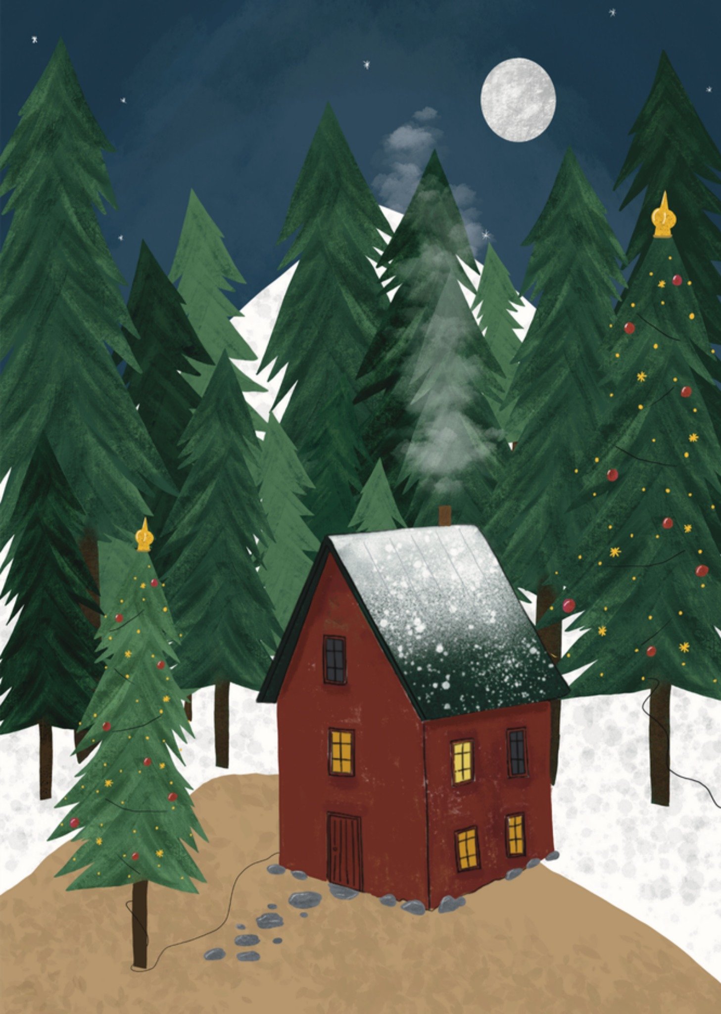 De Merkwaardige Studio Kerstkaart Besneeuwd bos De merkwaardige studio