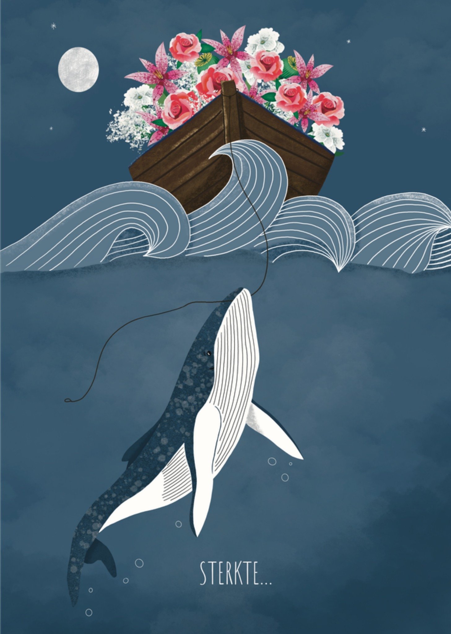 De Merkwaardige Studio Condoleancekaart Walvis Bloemen Kaart De merkwaardige studio
