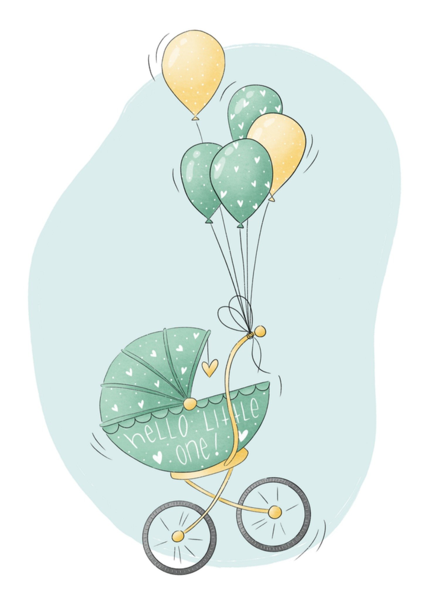 Geboortekaart Hello Little One Ballonnen Kaart Studio Fred Illustraties
