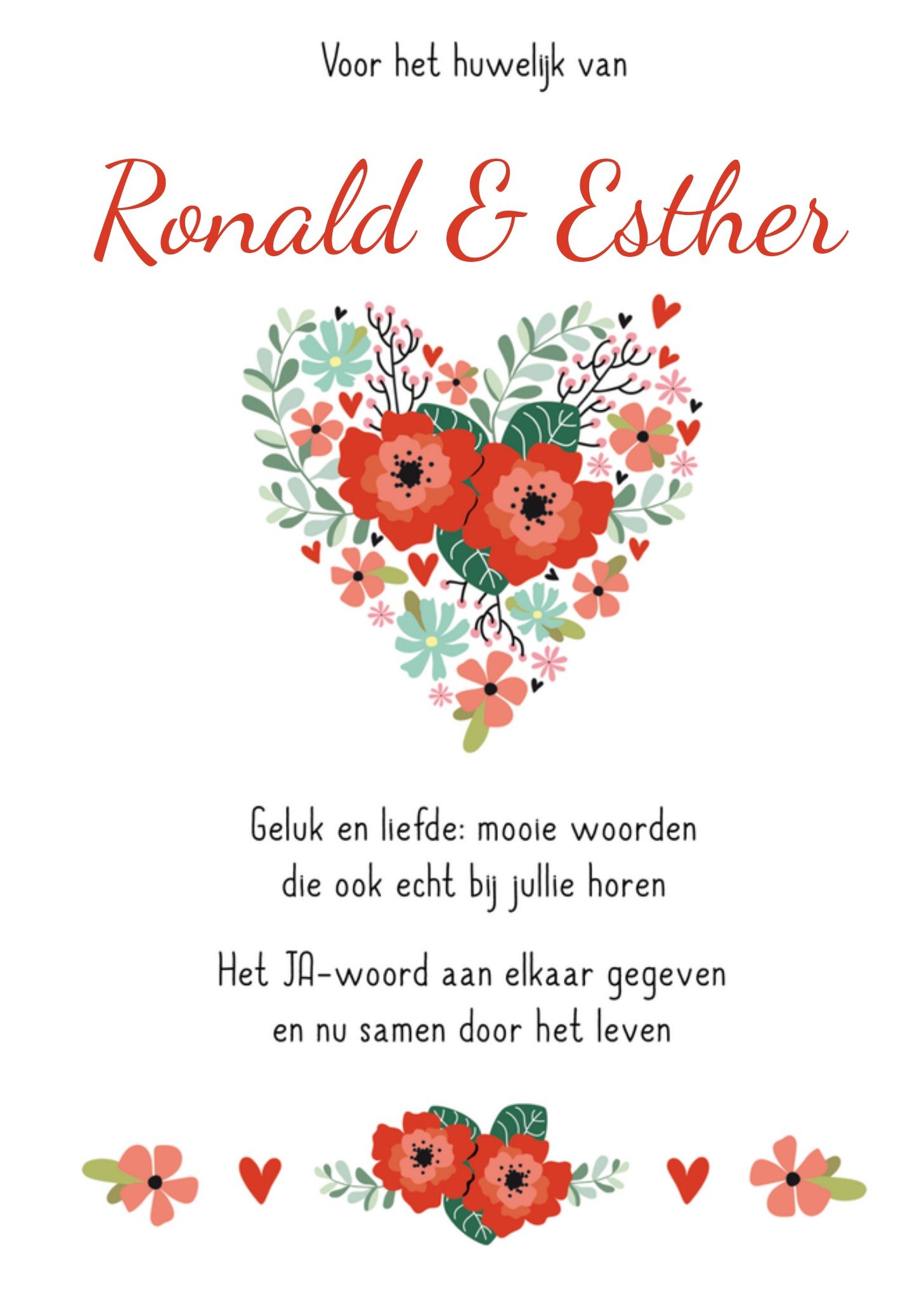 Huwelijk Gedicht Bloemen Kaart Paperclip