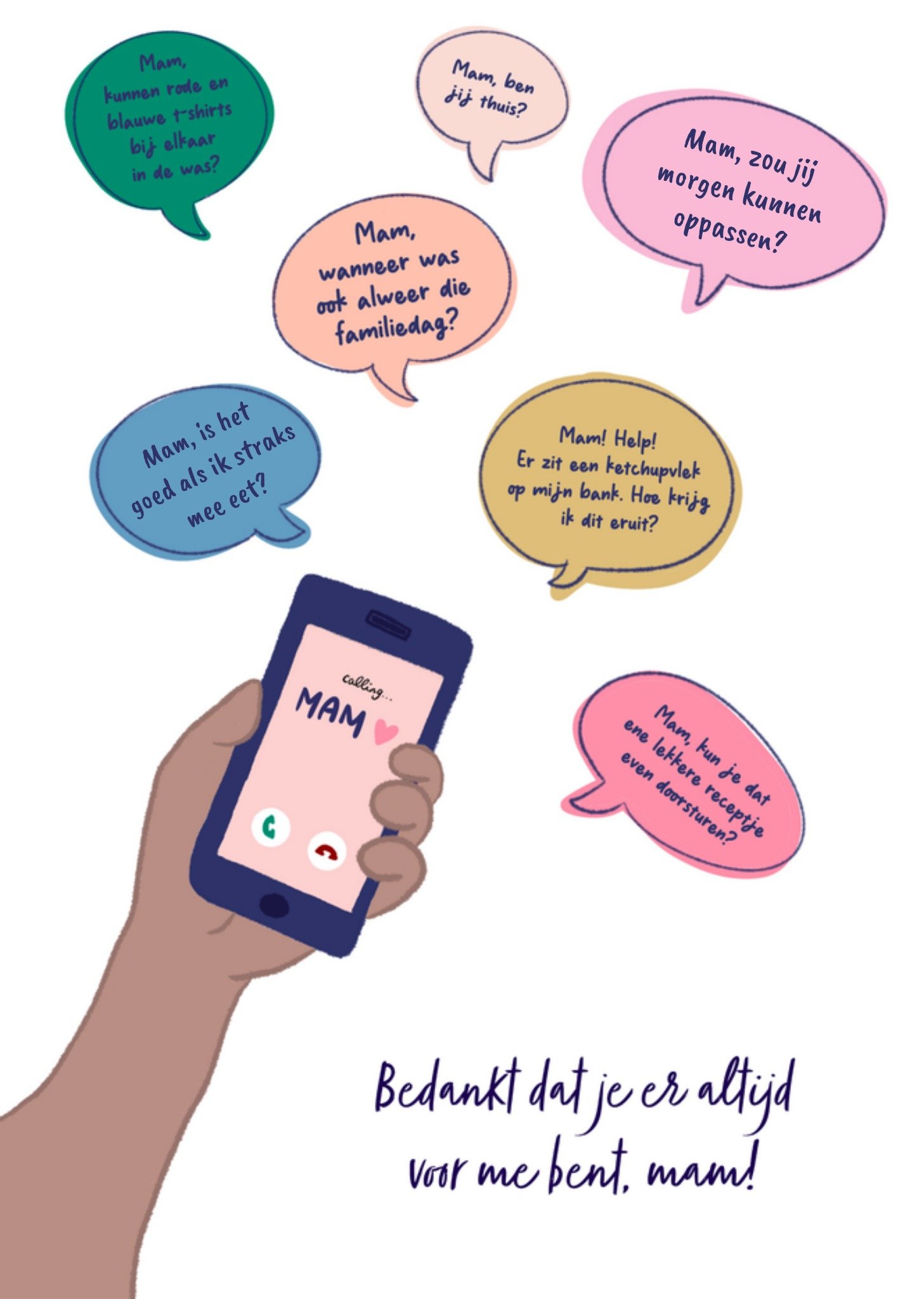 Moederdagkaart Bedankt dat je er altijd voor me bent, mam! Aanpasbare tekst Kaart Greetz