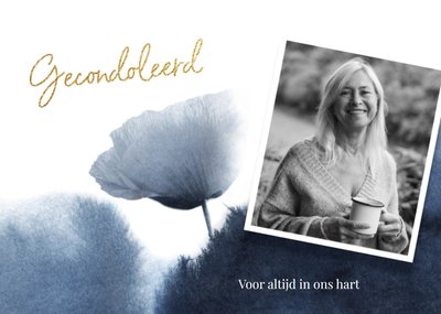 Voor Altijd In Ons Hart Aquarel Bloem Foto Upload Condoleance Kaart