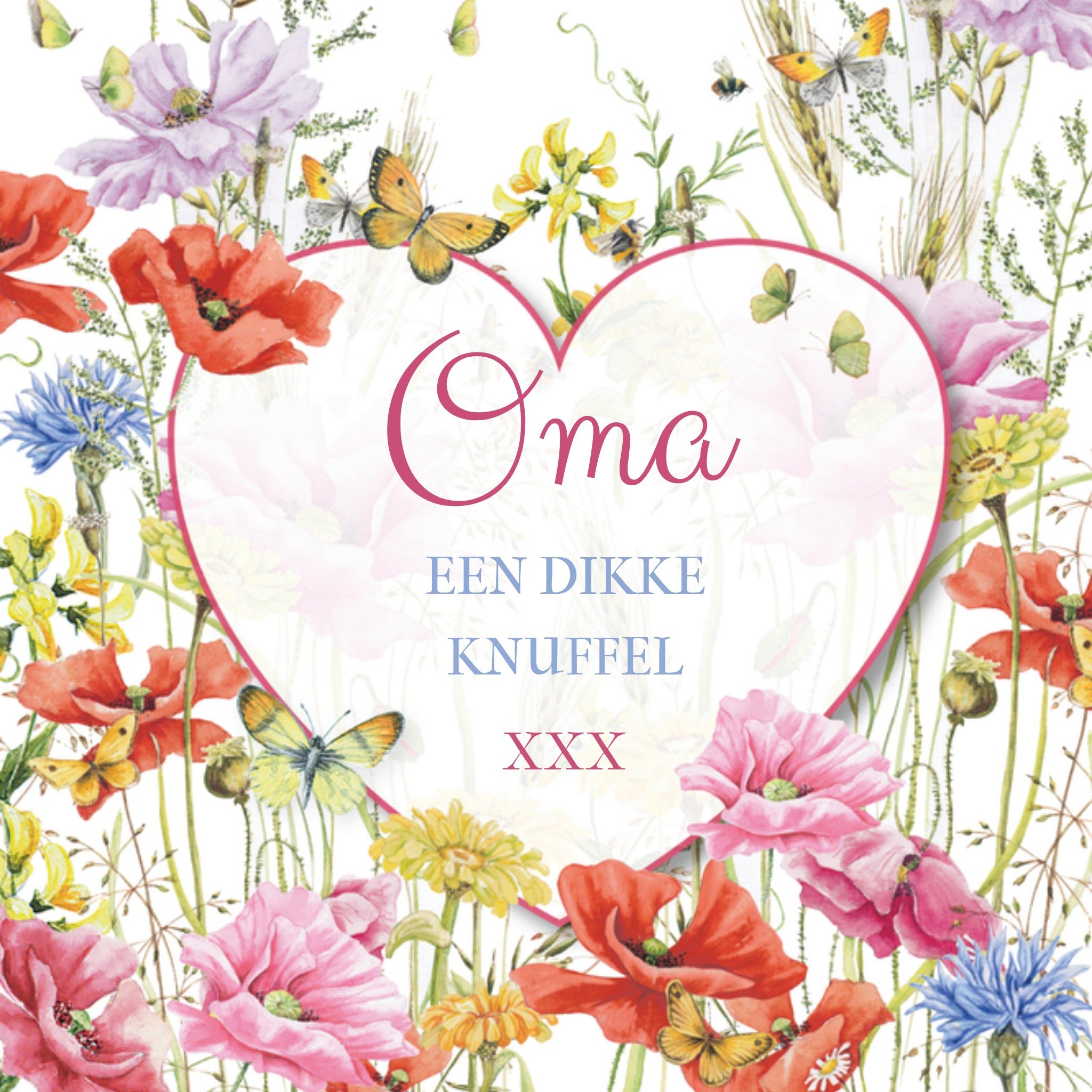 Moederdagkaart oma bloemen Vierkante Kaart Janneke Brinkman