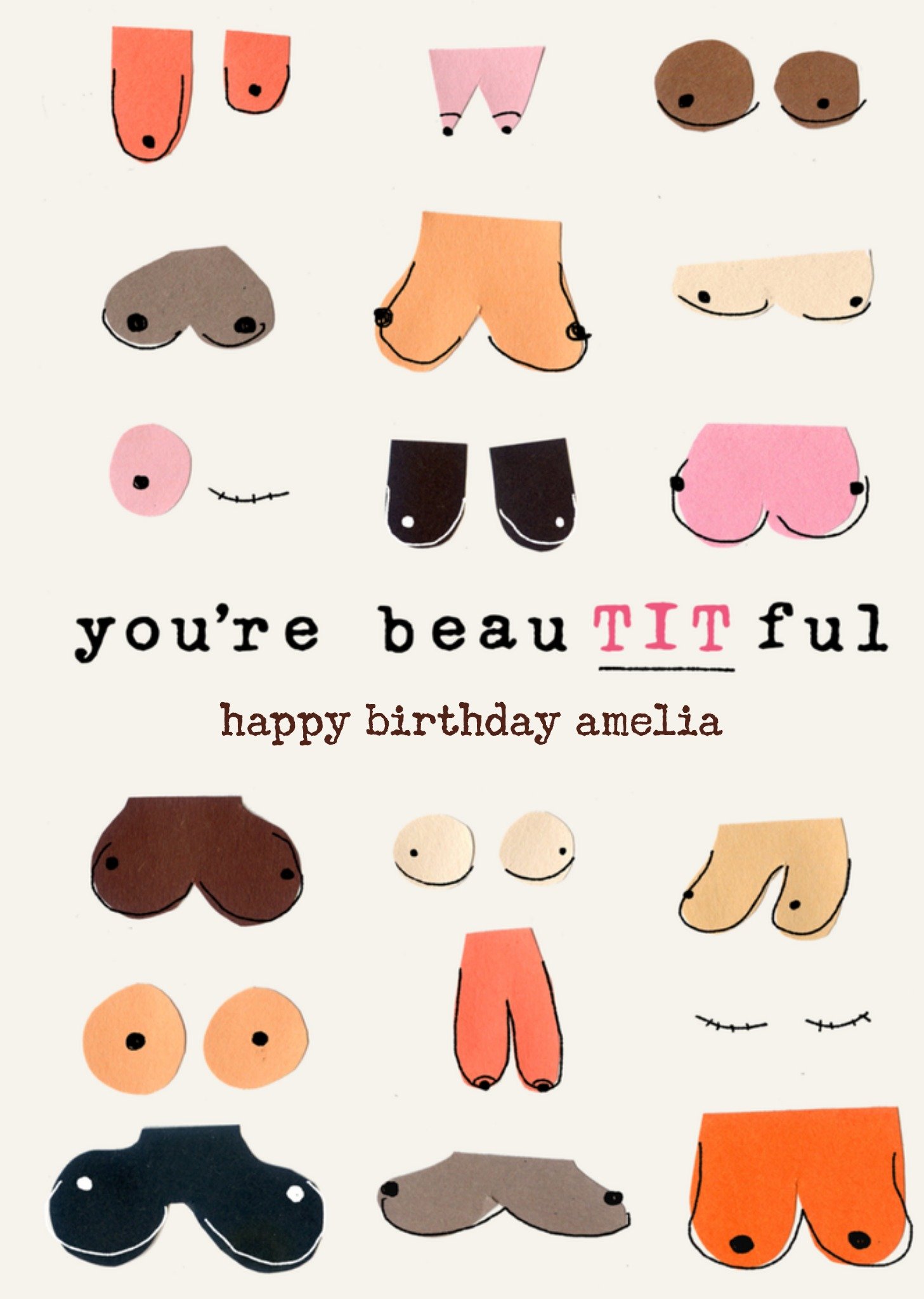 Verjaardagskaart beauTITful met naam Greetz