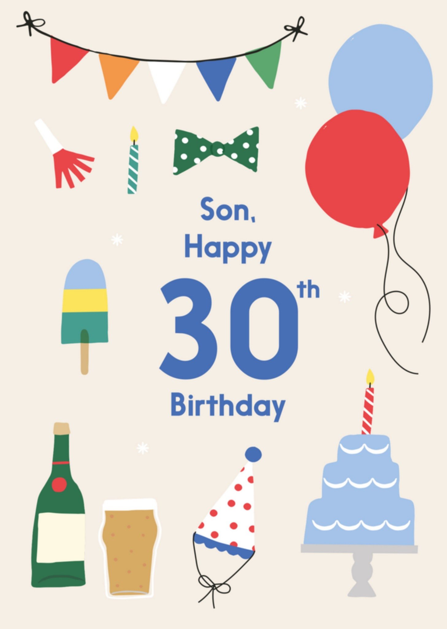 Verjaardagskaart Happy 30th birthday Kaart Greetz