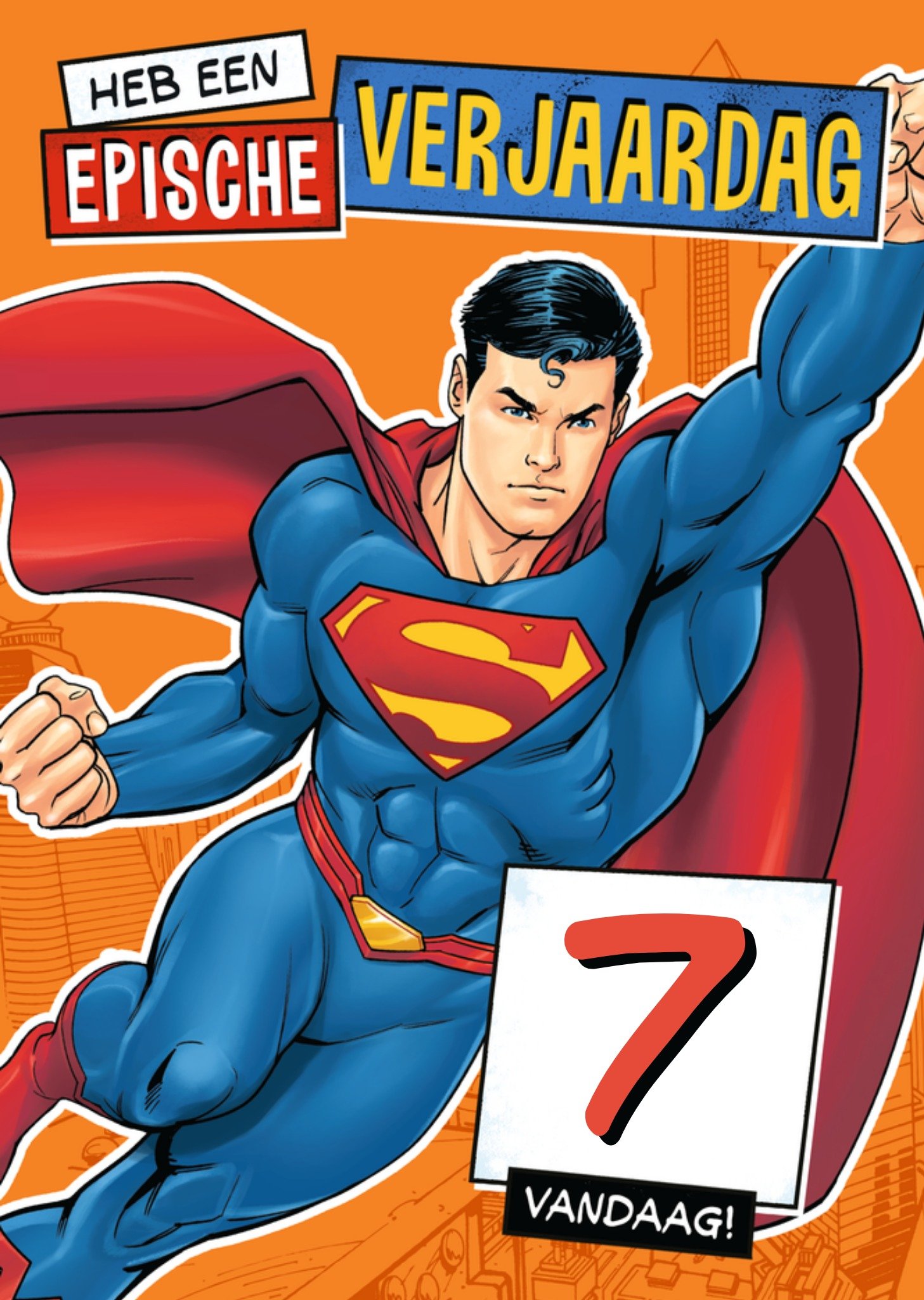 Warner Bros Verjaardagskaart Superman Heb een epische verjaardag 7 vandaag Aanpasbare tekst Kaart Greetz