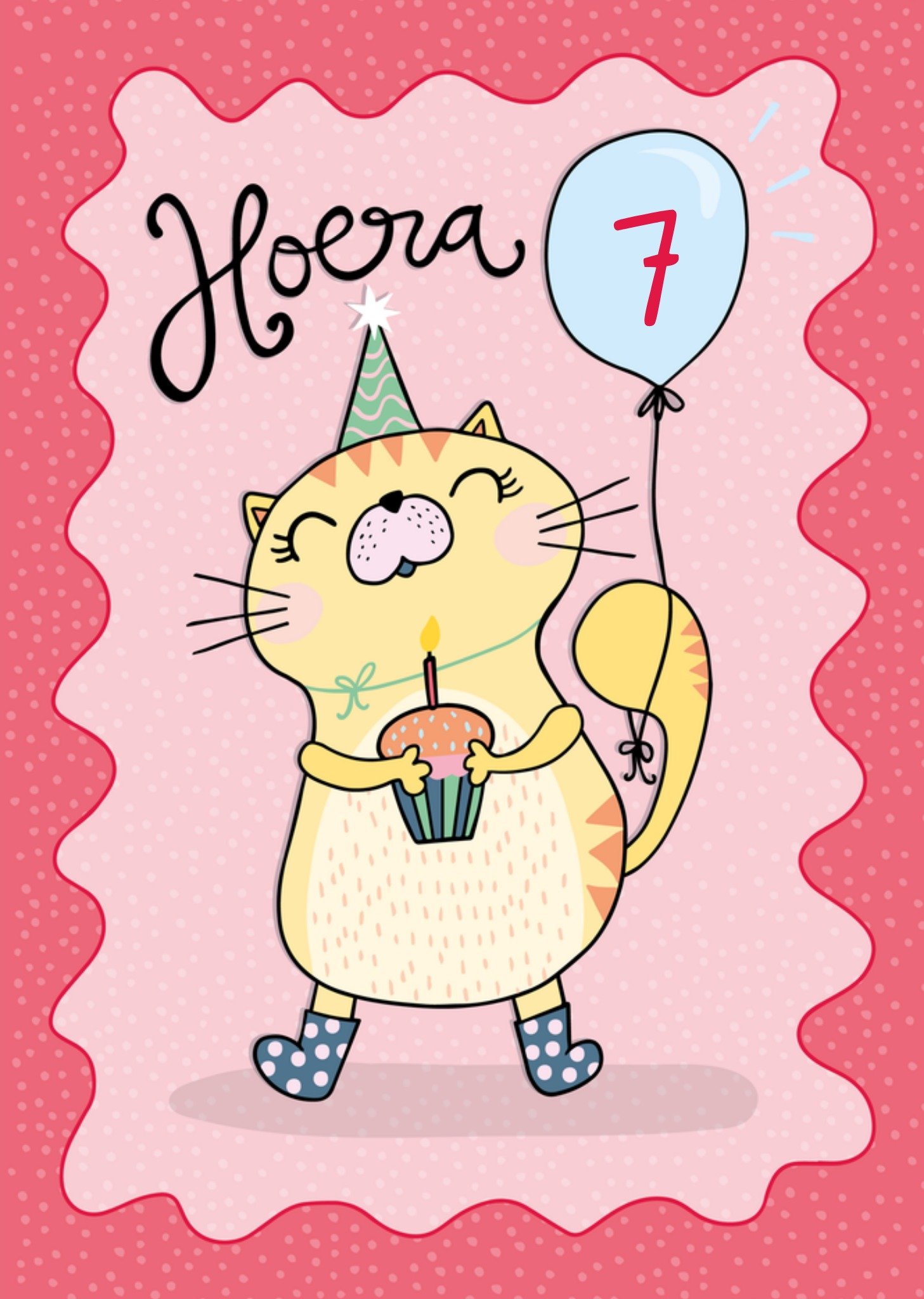Verjaardagskaart 7 Hoera Kat Kaart Funny Side Up