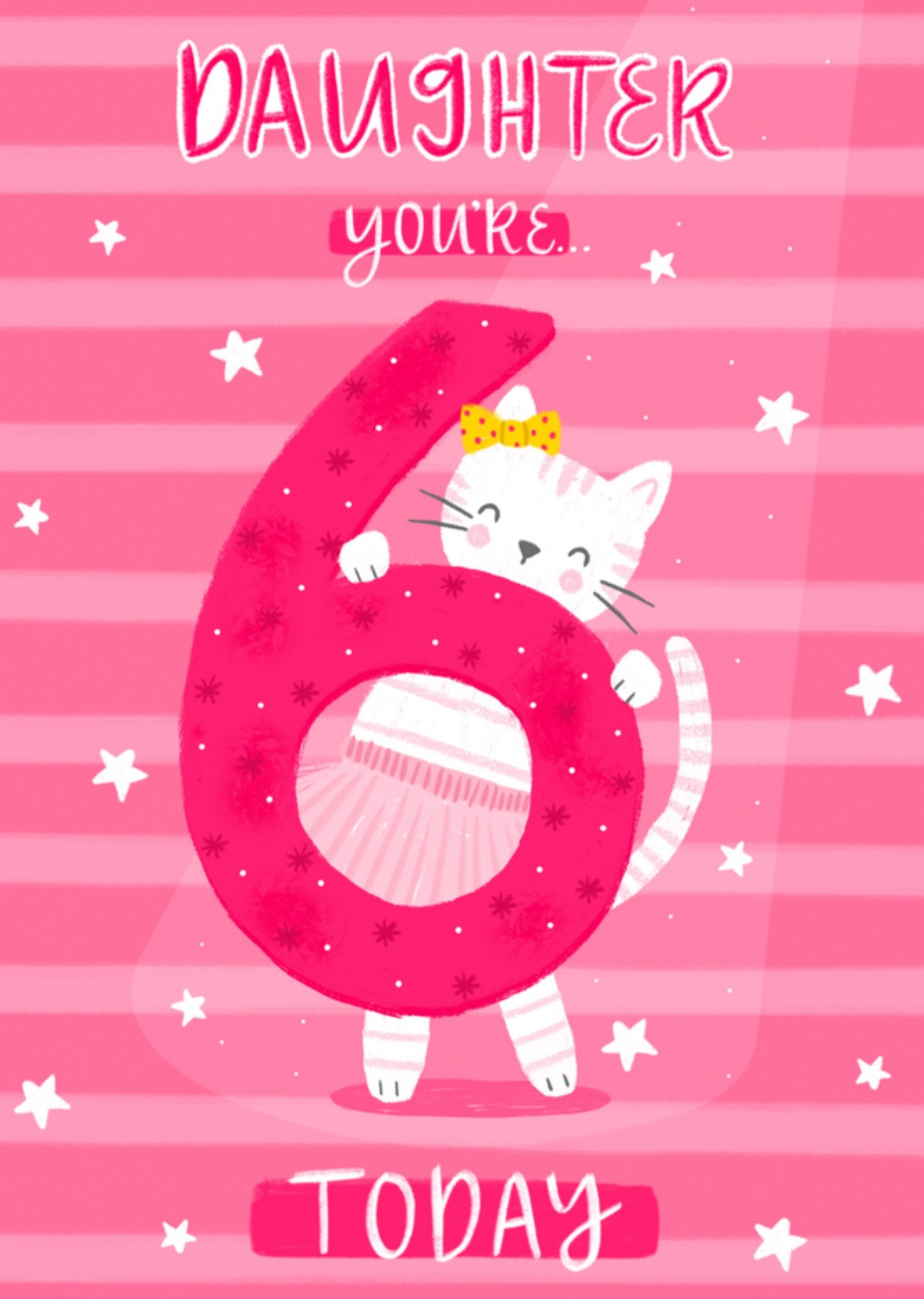 Verjaardagskaart kat met cijfer 6 Greetz