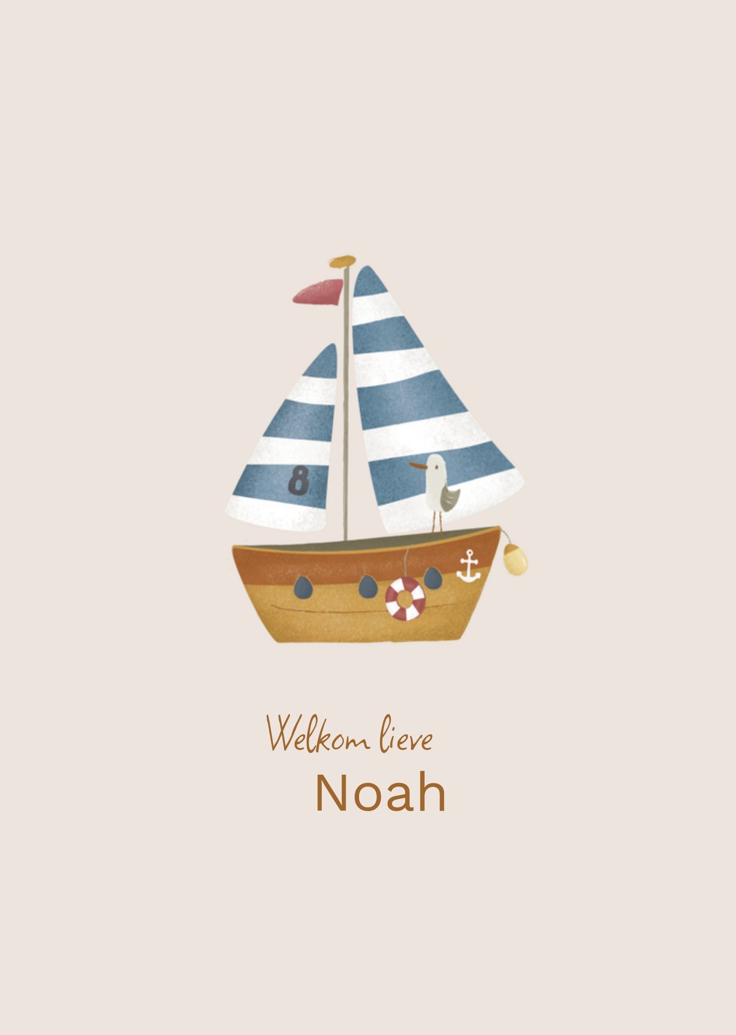 Geboortekaart Boot illustratie Kaart Little Dutch