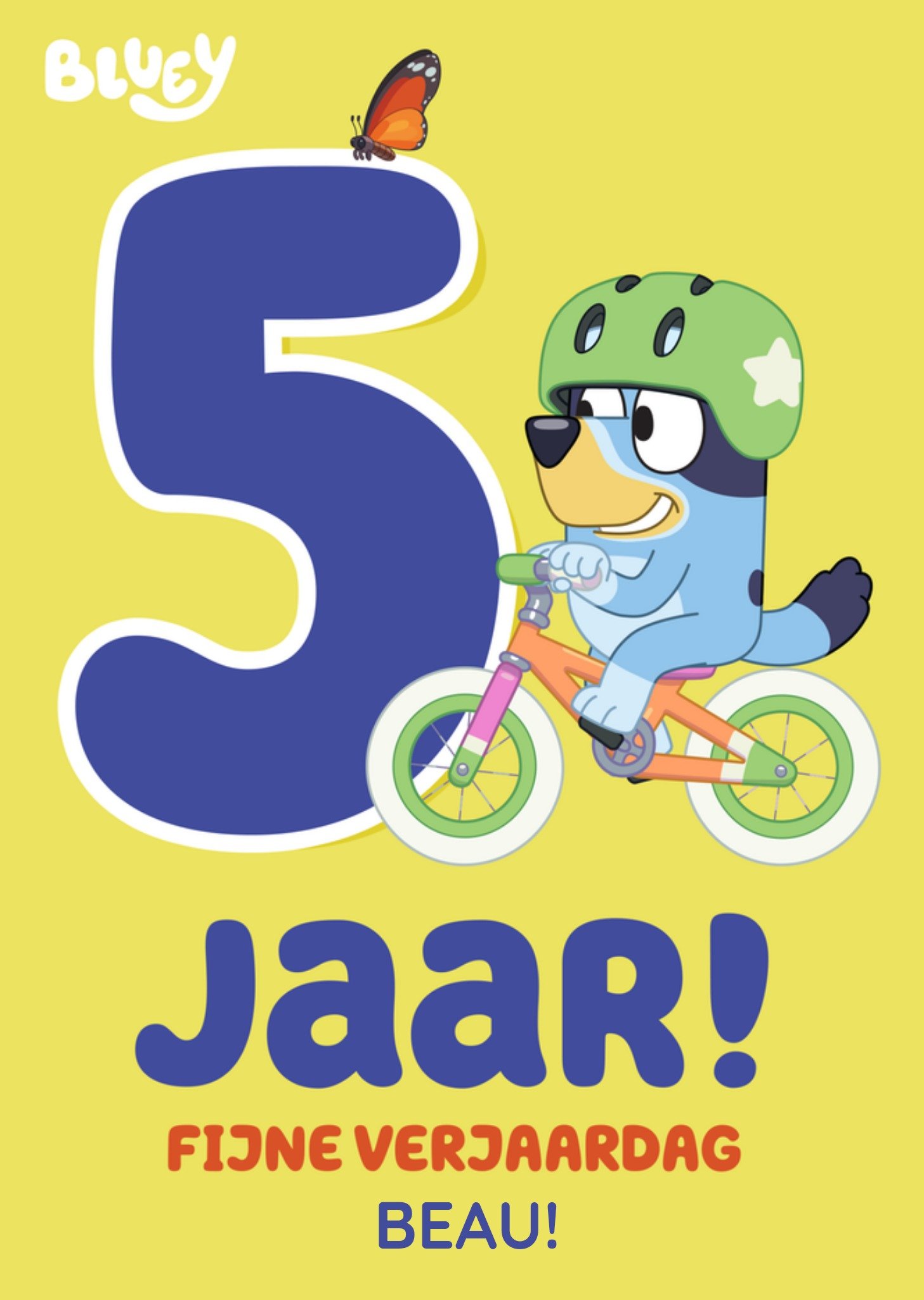 Verjaardagskaart Bluey 5 jaar! Kaart Greetz