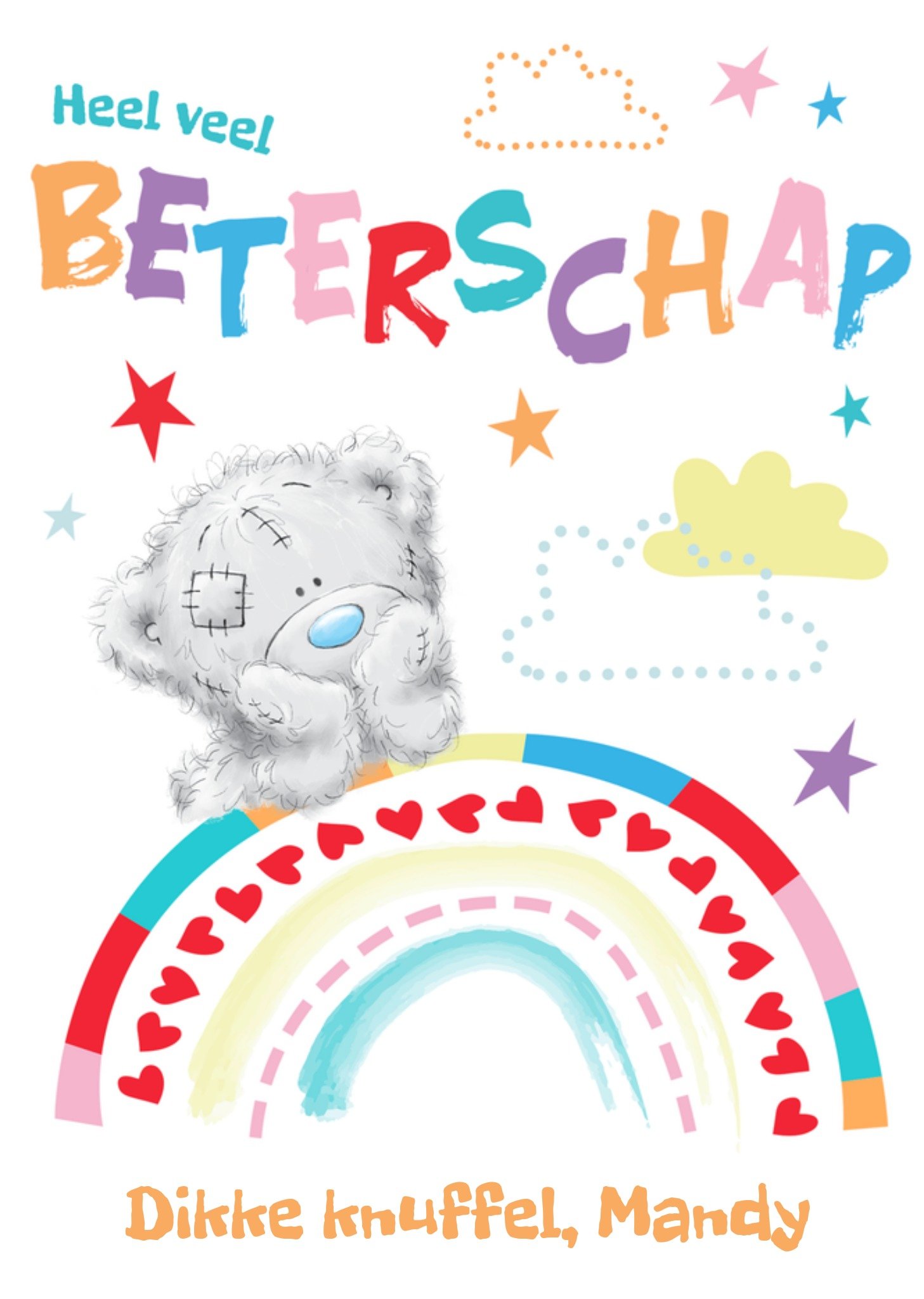Beterschapskaart Tatty Teddy Regenboog Kaart Me to You
