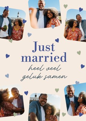 Greetz | Huwelijkskaart | Just Married Heel Veel Geluk Samen | Aanpasbare fotos