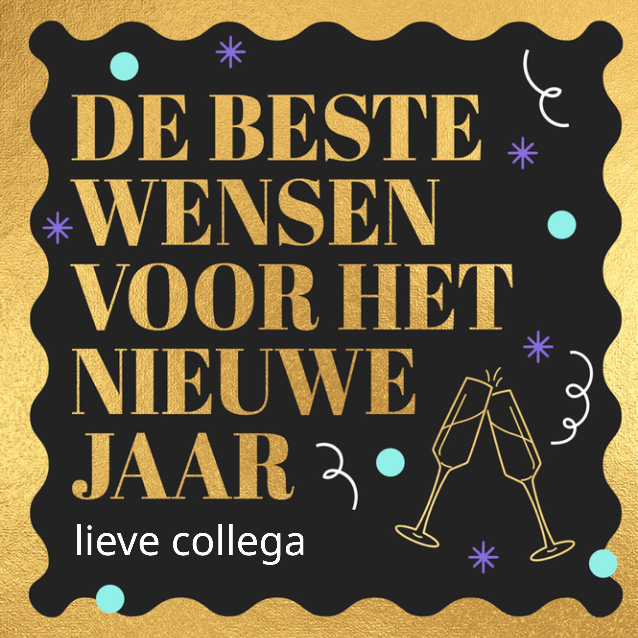 Luckz Nieuwjaarskaart Collega Beste Wensen Voor Het Nieuwe Jaar Aanpasbare tekst Vierkant