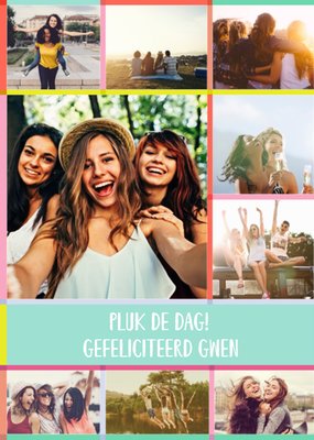 Pluk De Dag Kleurrijke Collage Foto Upload Gefeliciteerd Kaart
