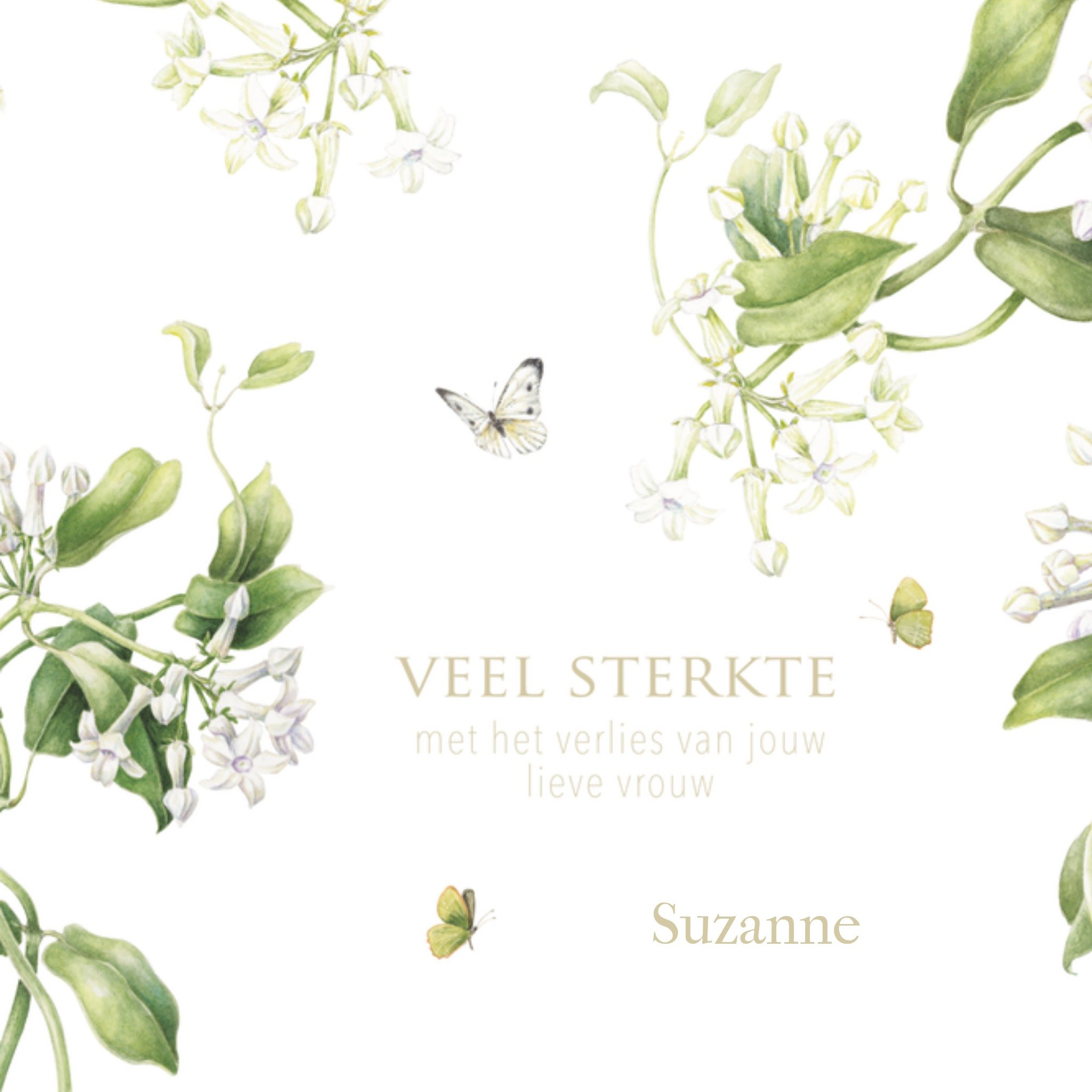 Condoleancekaart met naam Vierkante Kaart Janneke Brinkman