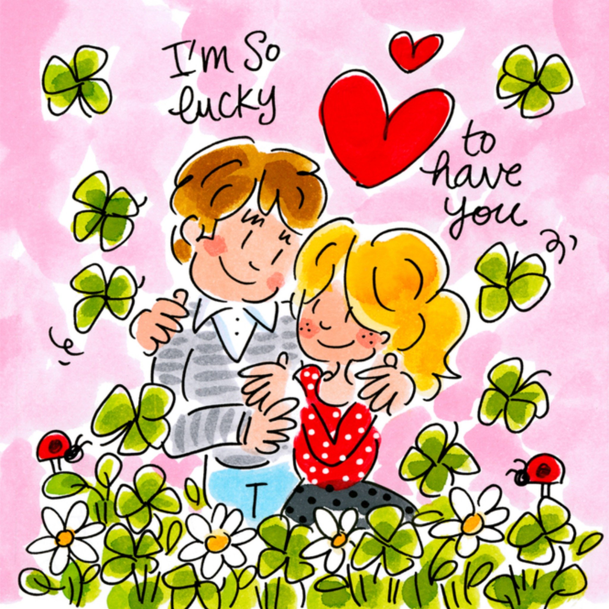 Valentijnskaart klavertjes Vierkante Kaart Blond Amsterdam