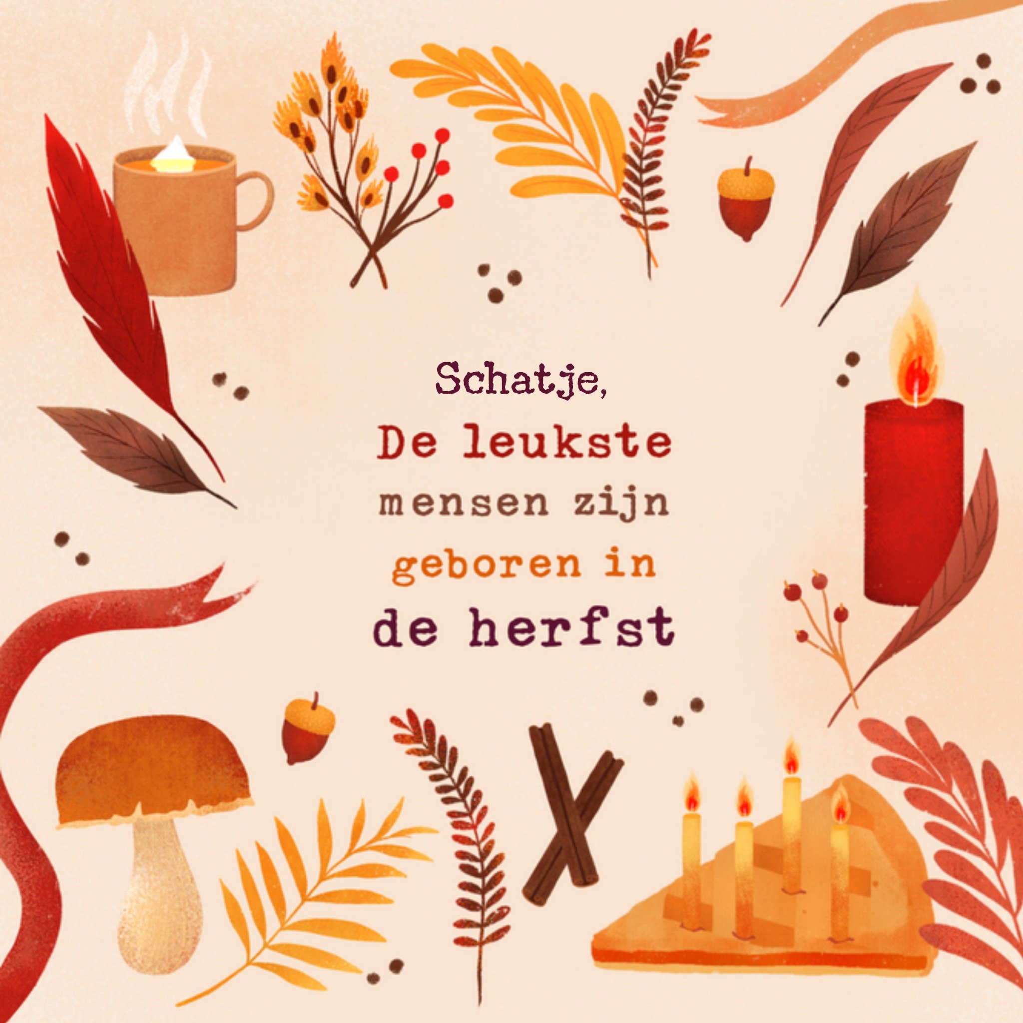 Greetz Verjaardag Herfst Wederhelft vrouw Vierkant