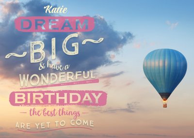 Dream Big Luchtballon Verjaardag Kaart