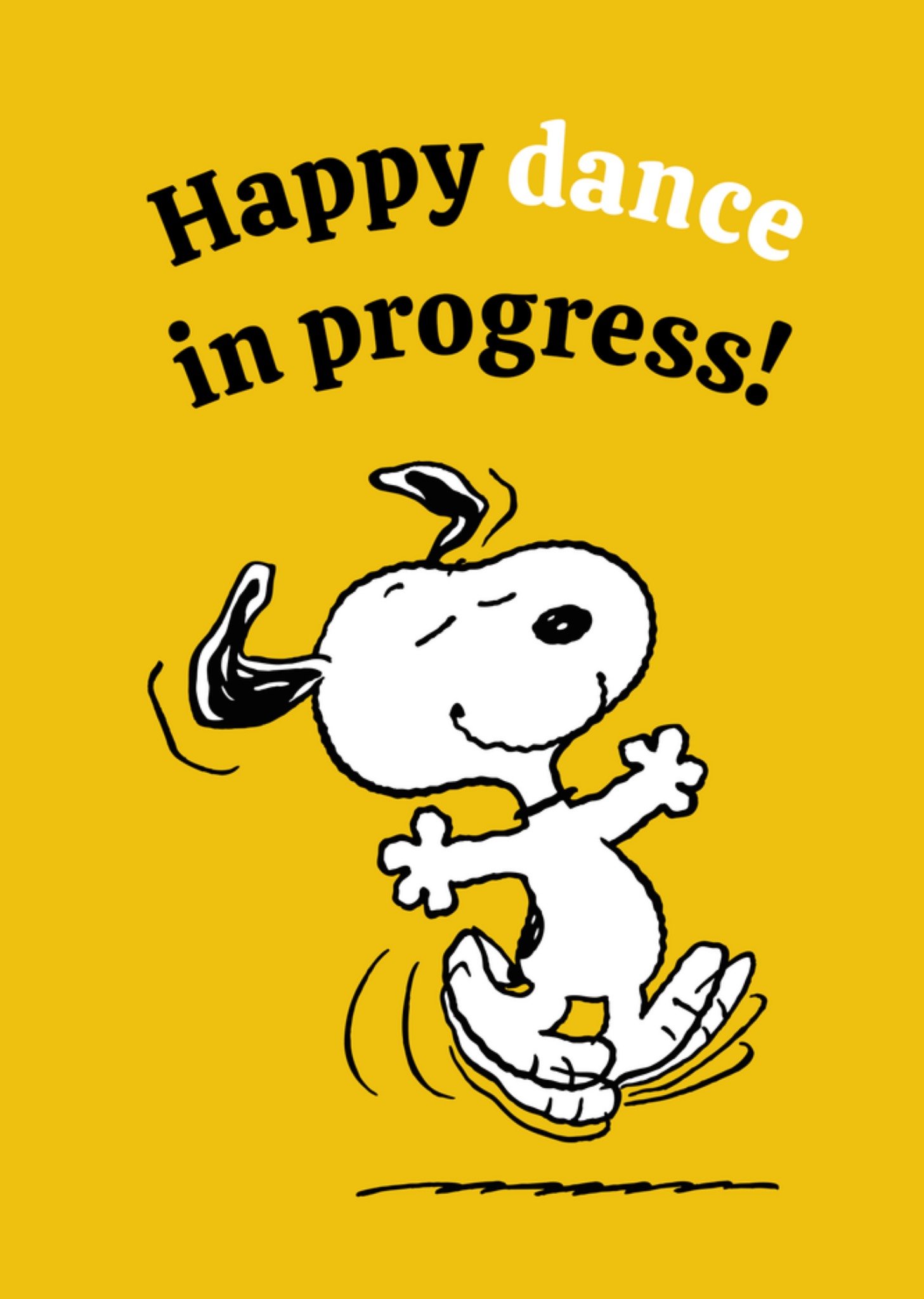 Peanuts Snoopy Felicitatiekaart Happy dance in progress Standard Card