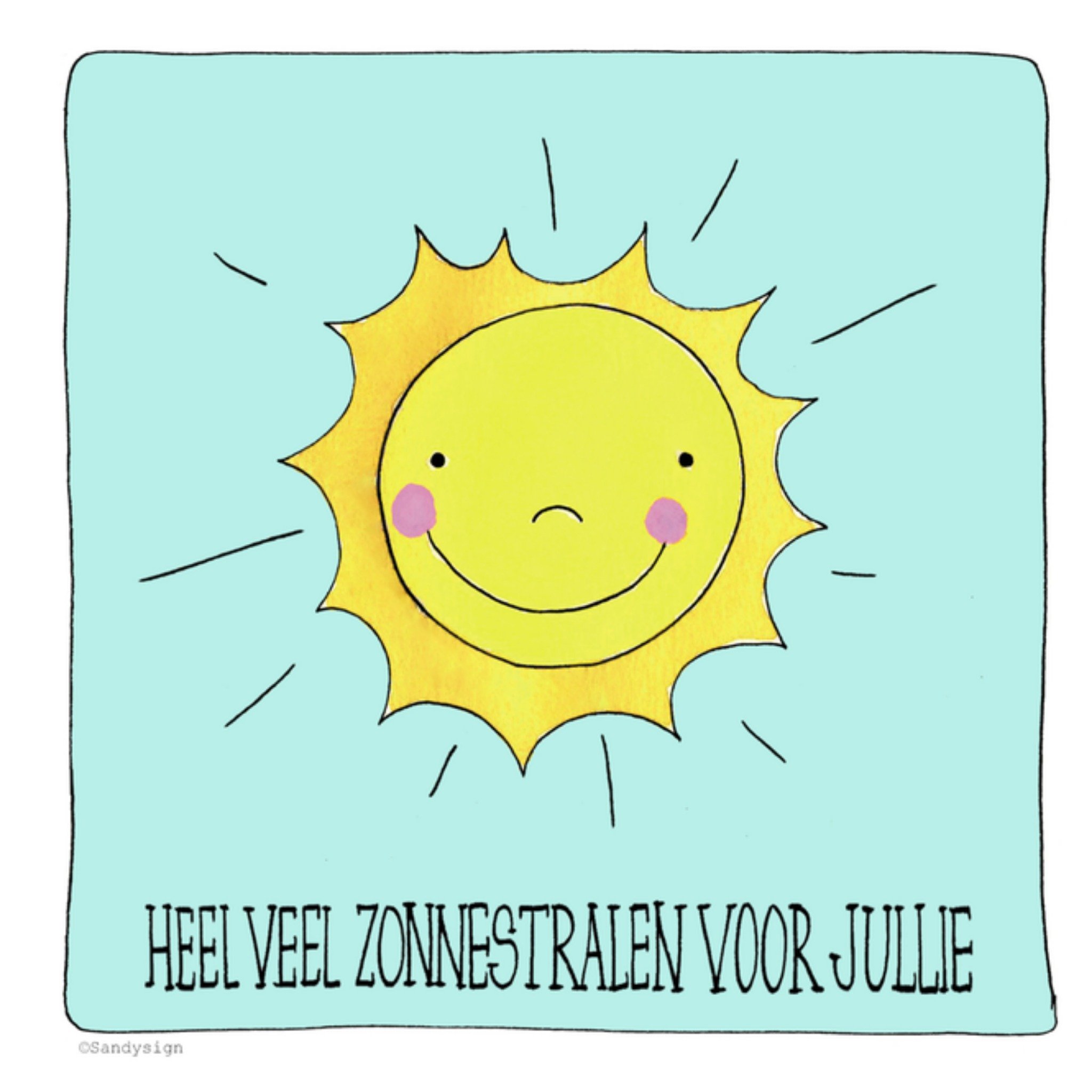 Sterkte kaart zonnestralen Vierkante Kaart Sandysign