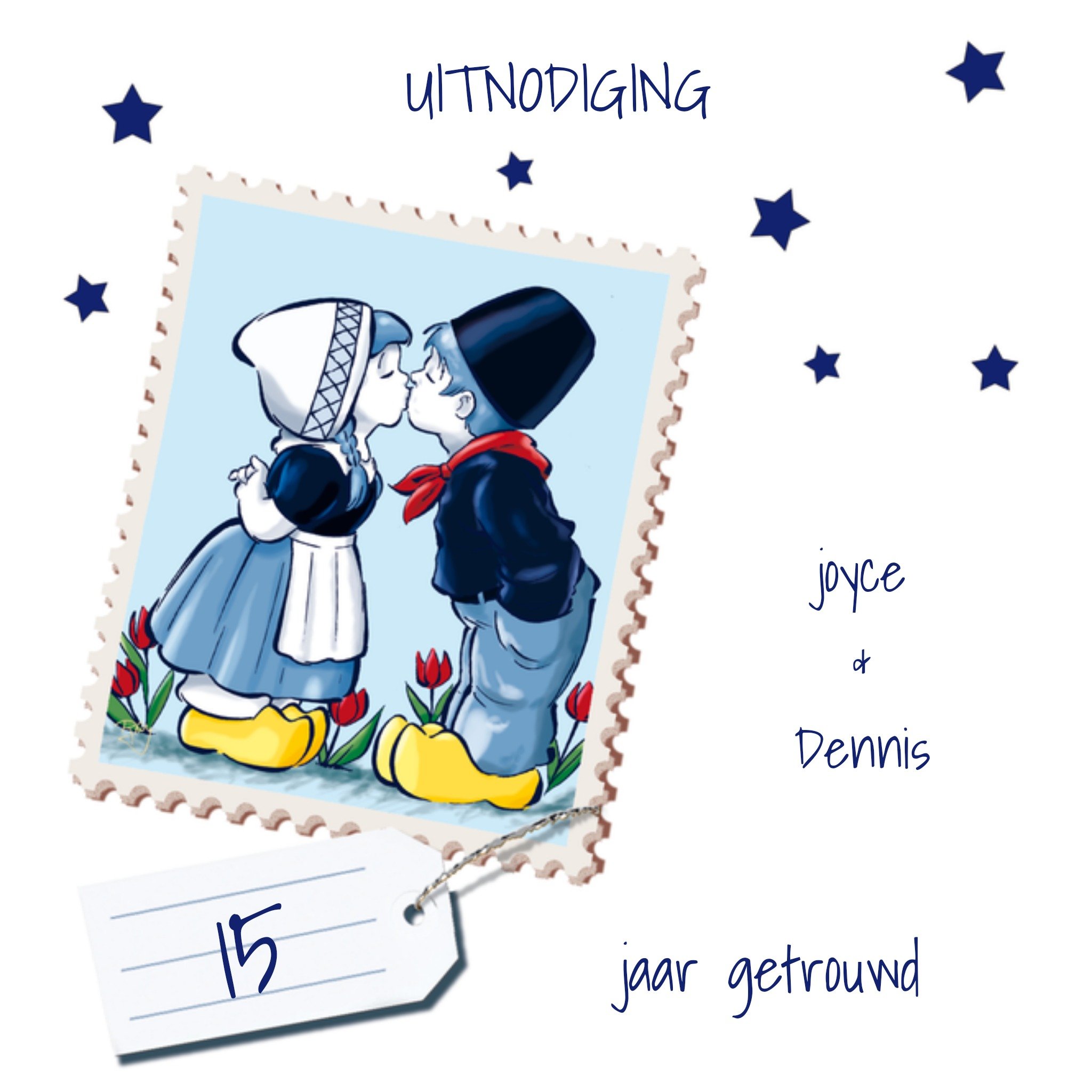 Uitnodiging huwelijksjubileum naam Vierkante Kaart Old Dutch