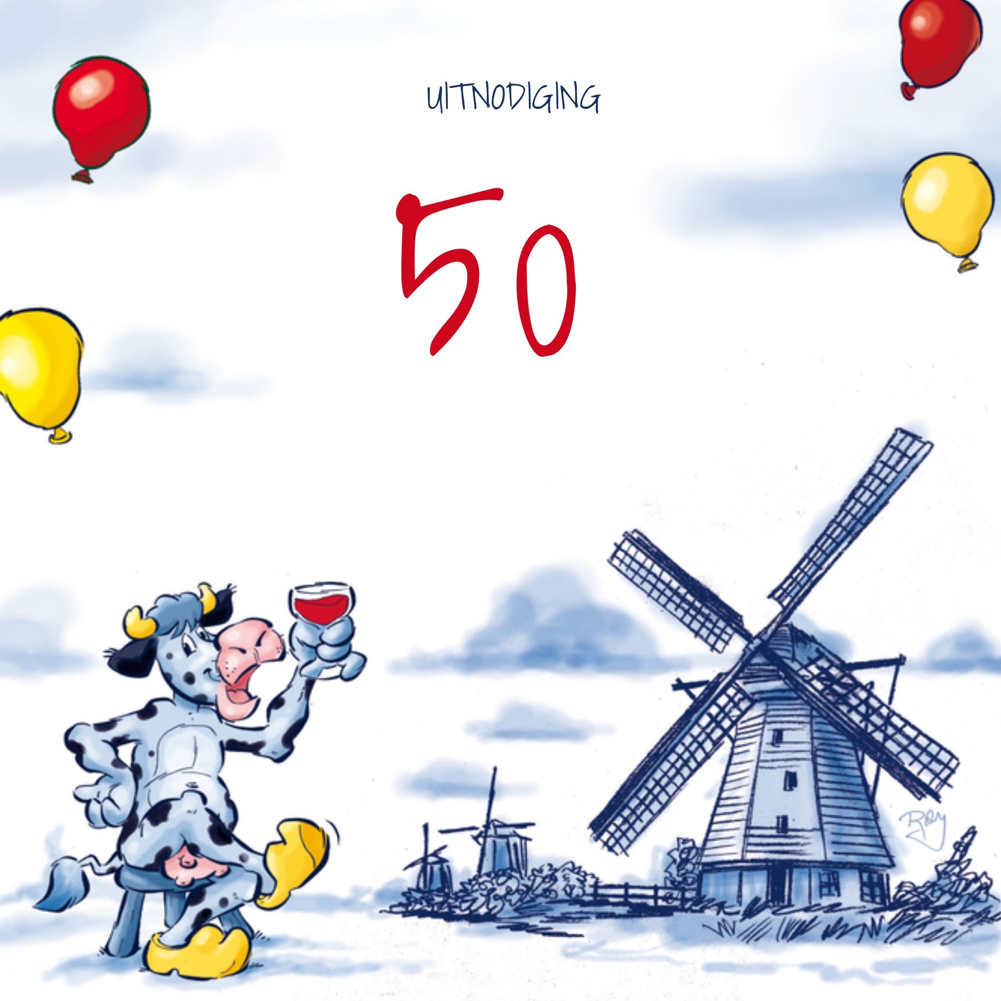 Verjaardag uitnodiging 50 jaar Vierkante Kaart Old Dutch