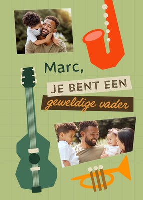 Je Bent Een Geweldige Vader Geïllustreerde Muziek Foto Upload Kaart