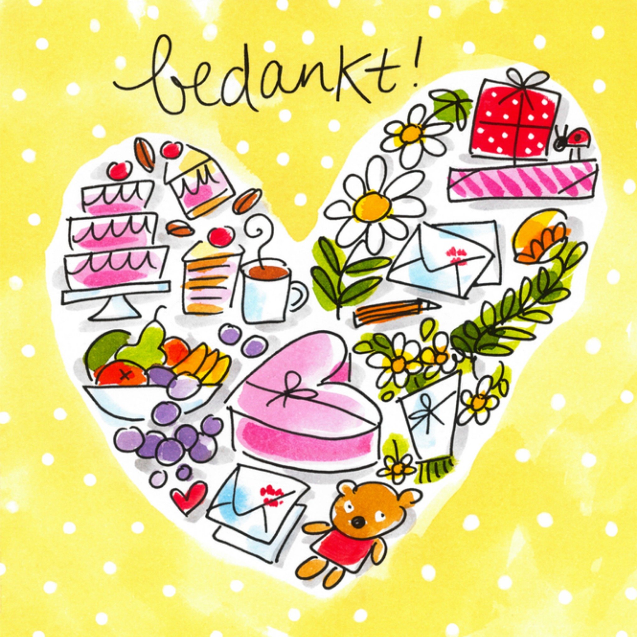 Bedankkaartjes Hart Vierkante Kaart Blond Amsterdam