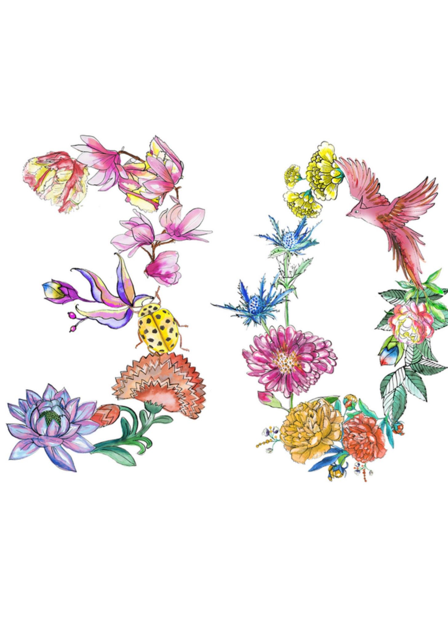 Marie Bodie Verjaardag 30 Bloemen Kaart Marie Bodié