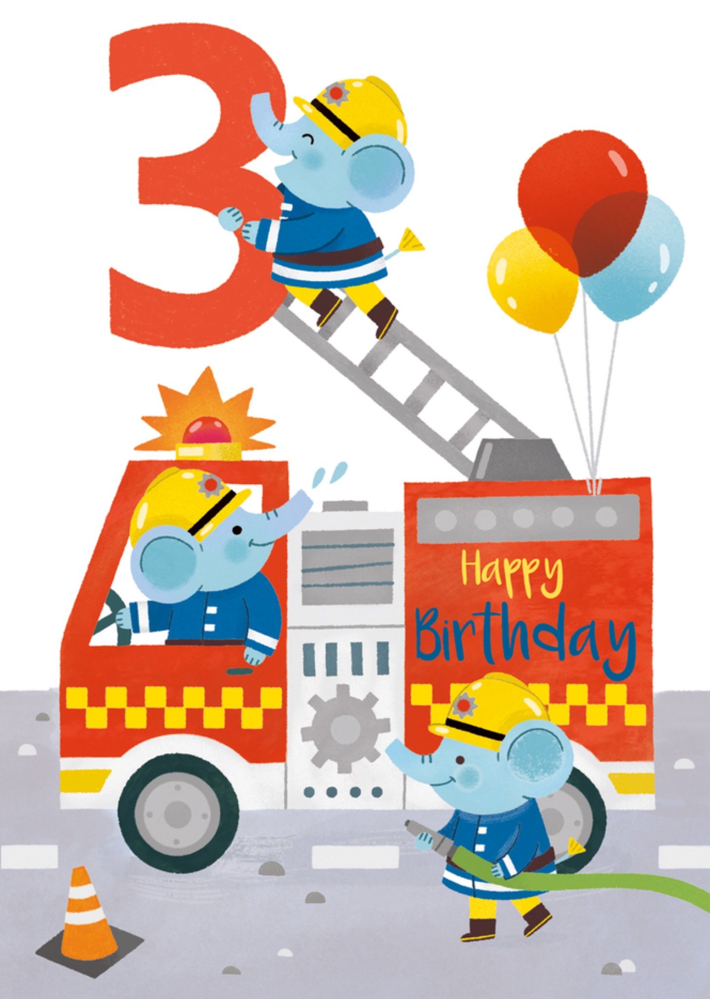 Abacus Verjaardagskaart brandweerwagen Kaart Abacus Cards