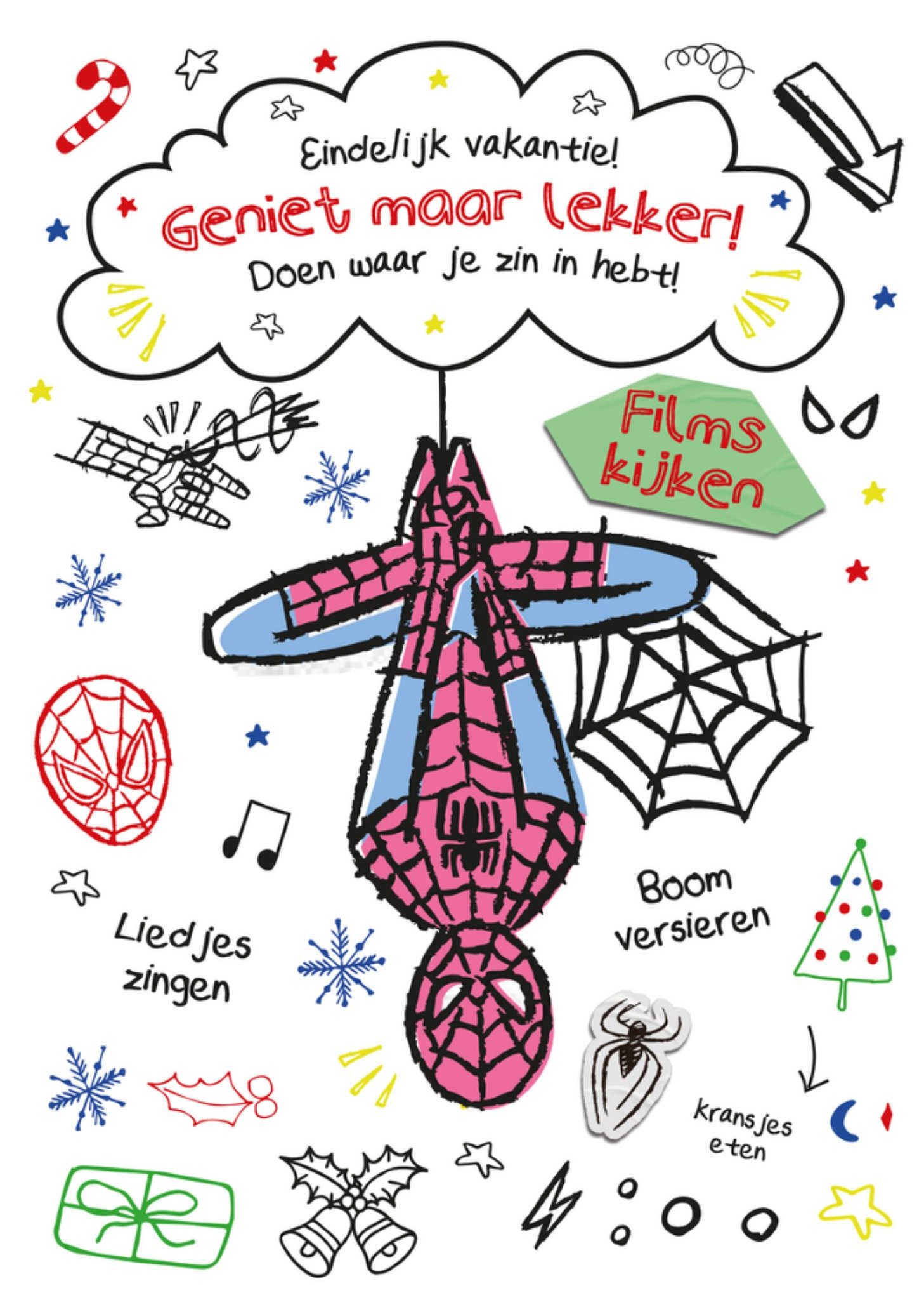 Kerstkaart Tekeningen Spiderman