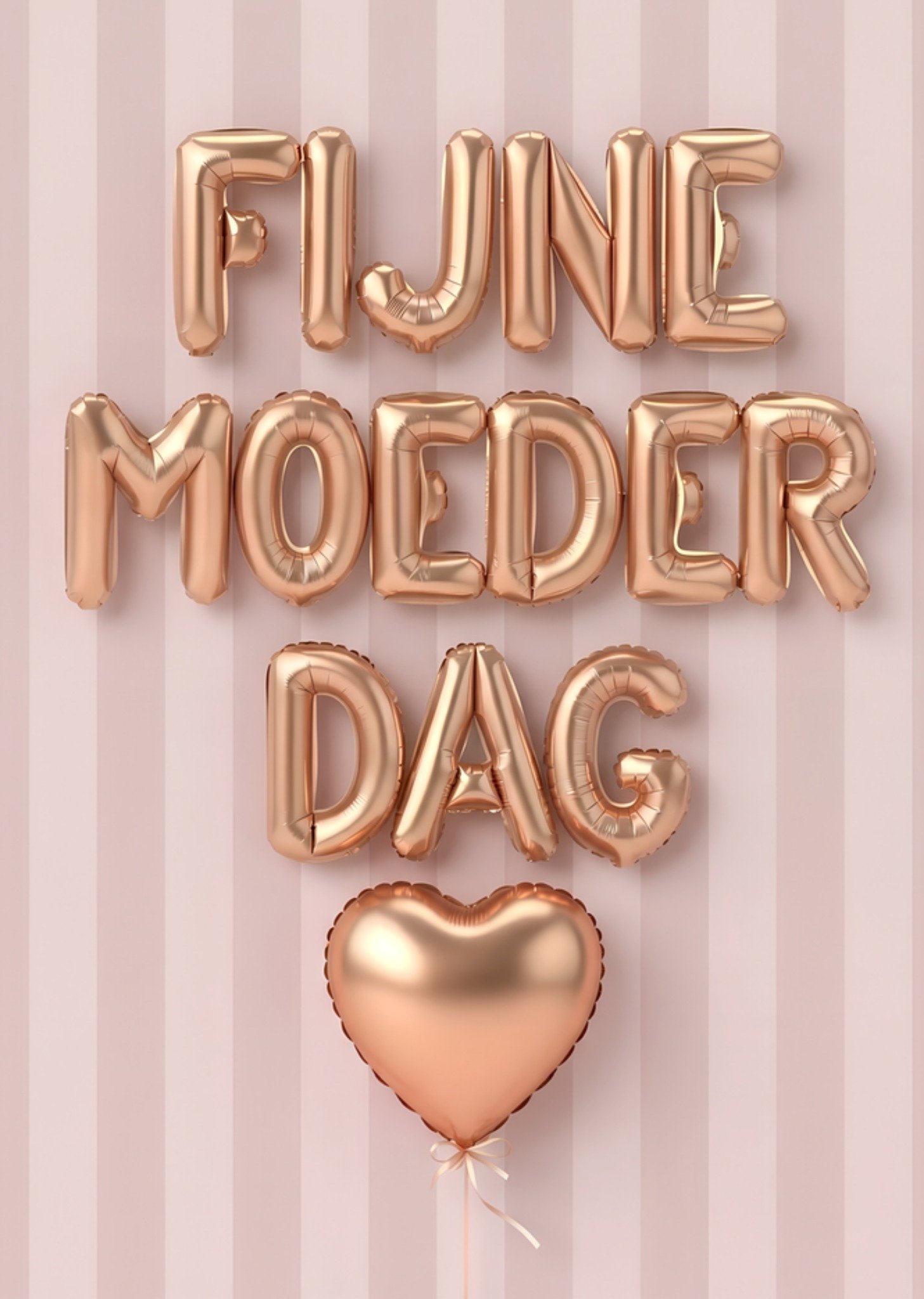 Moederdagkaart Ballonletters met hart in roségoud Greetz