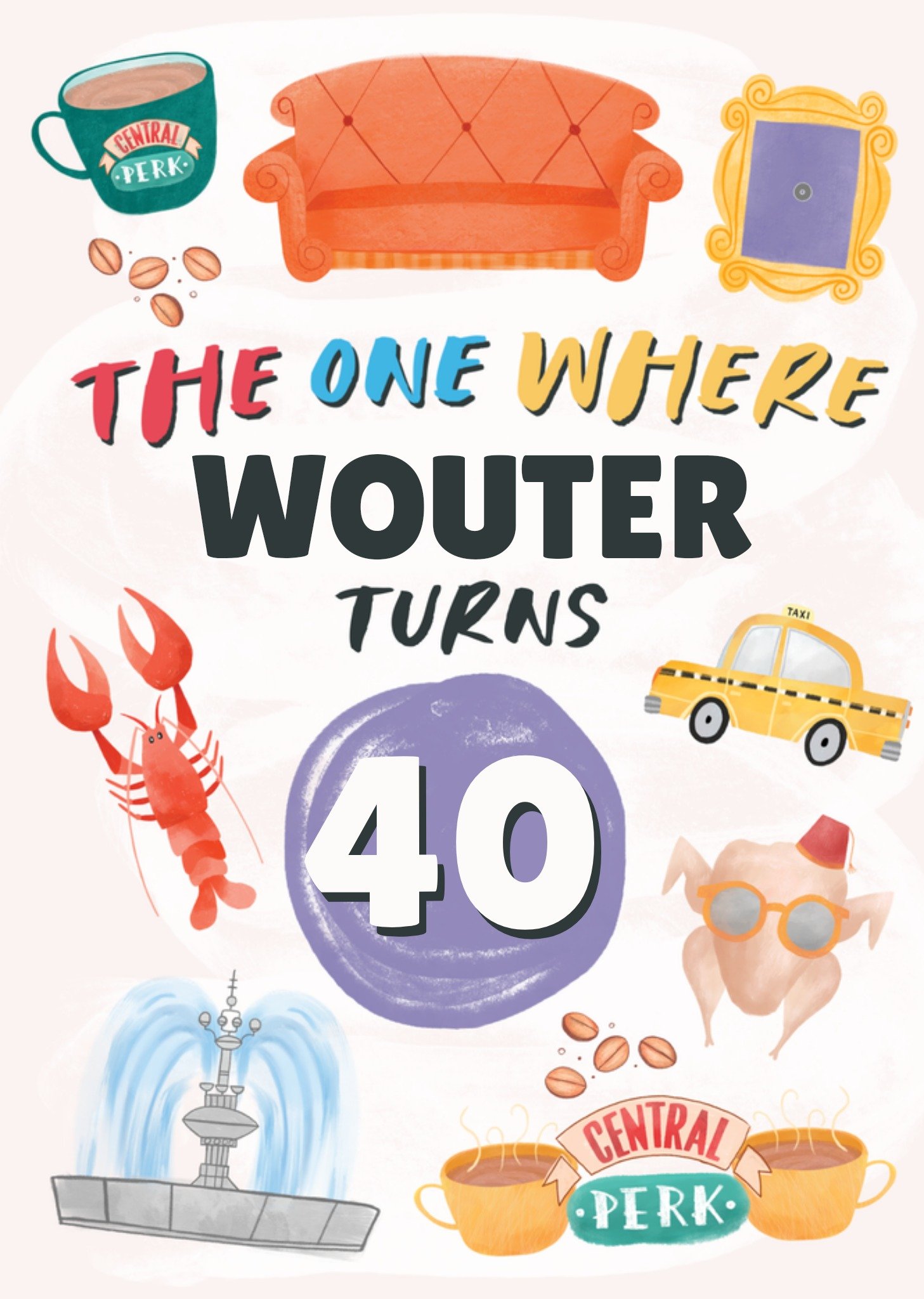 Friends Verjaardagskaart Illustratie 40 Kaart Friends televisieserie